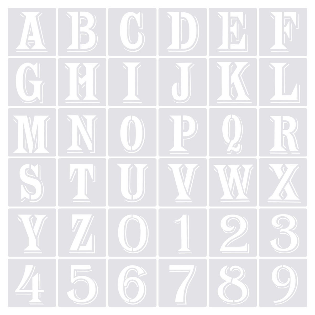 2 4 Inch Letter Number Stencils Alphabet Templates Set Shadow 3 Width 36pcs EBay