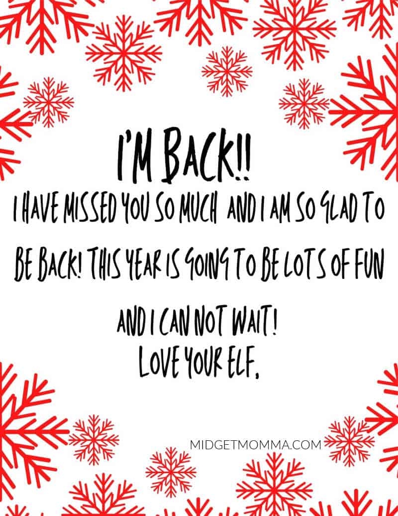 20 FREE I m Back Elf On The Shelf Arrival Letter Printables