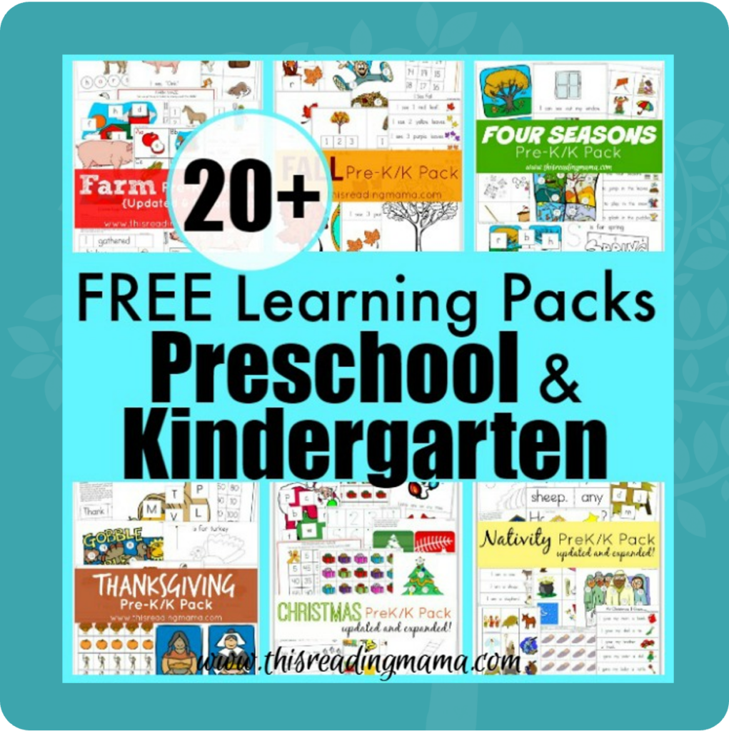 20 FREE Learning Packs For Preschool And Kindergarten
