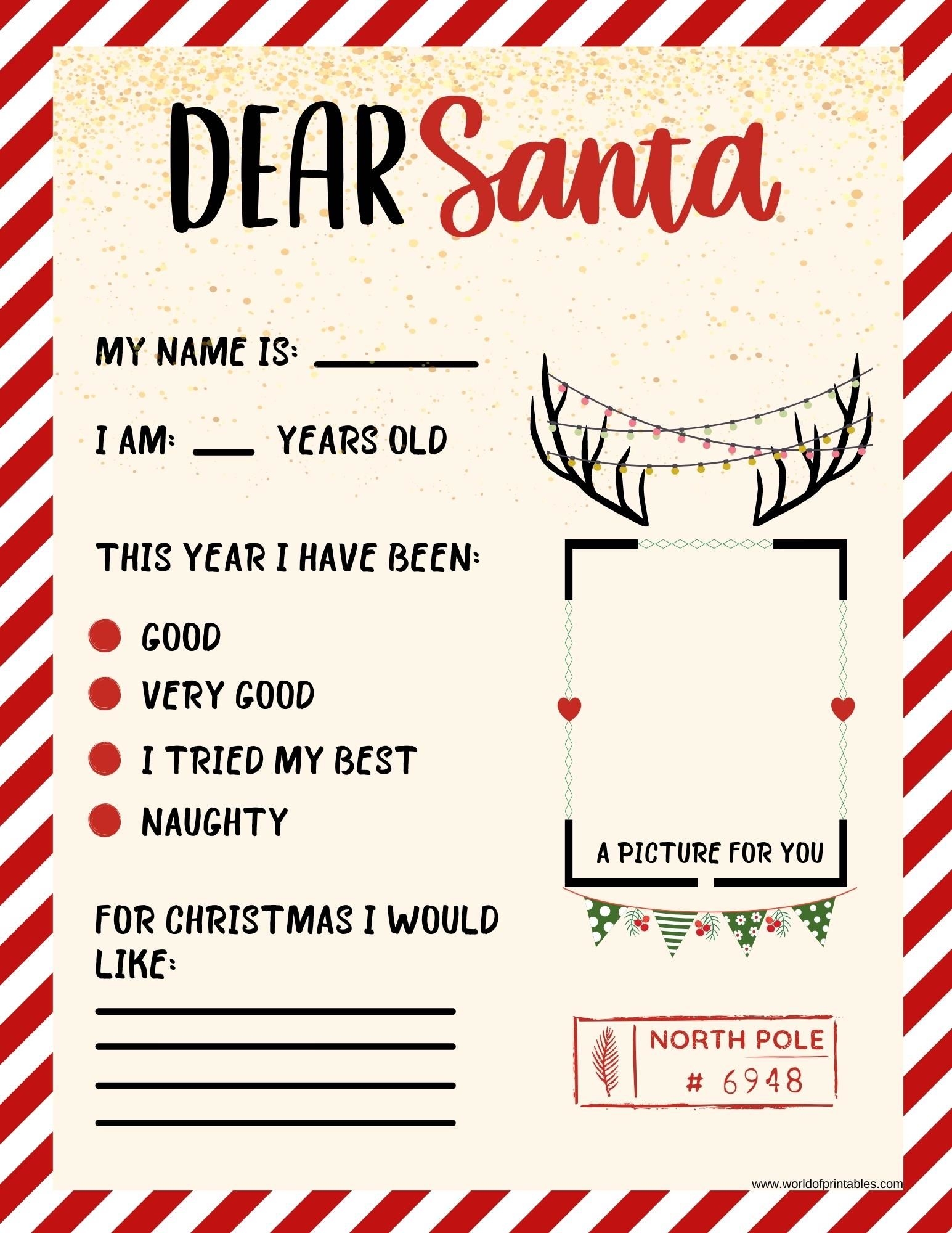 20 Free Printable Letter To Santa Templates World Of Printables