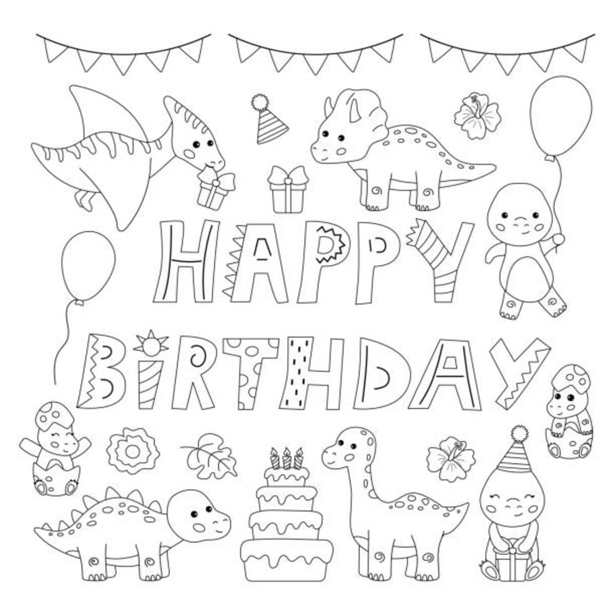 20 printable birthday cards to color parade