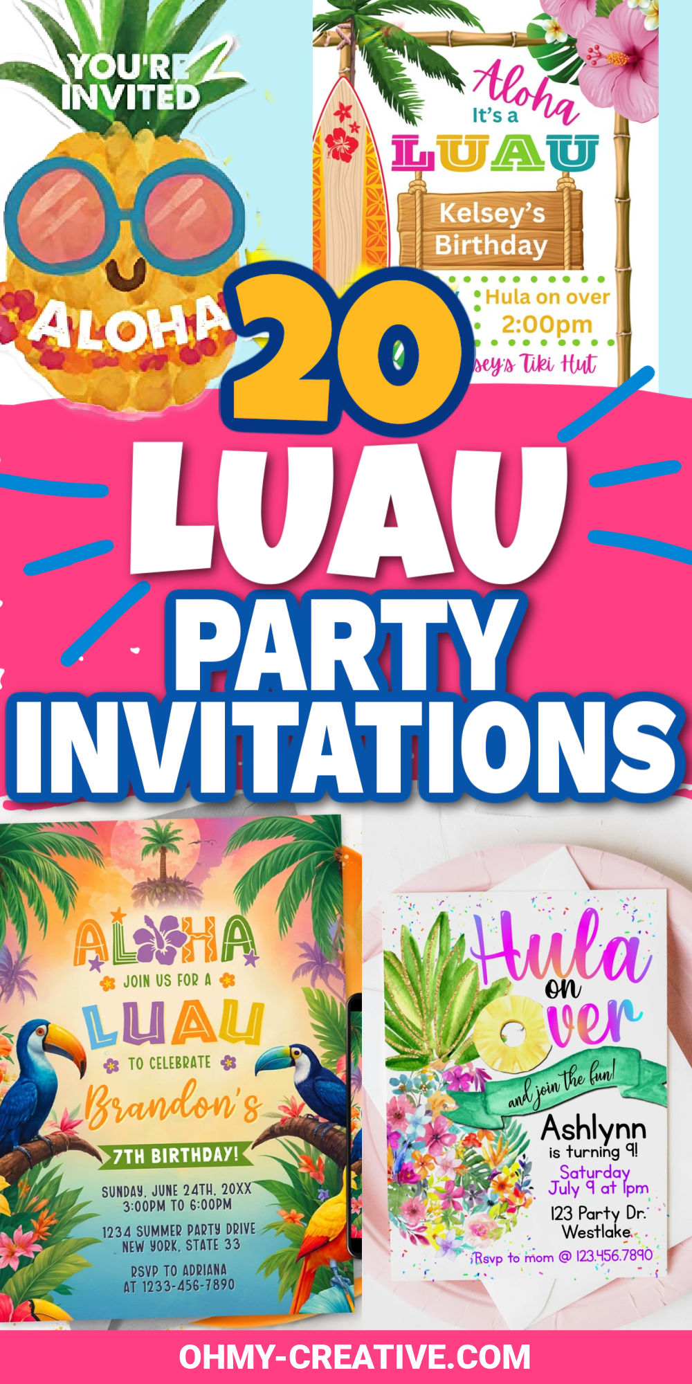 20 Tropical Luau Party Invitations Oh My Creative