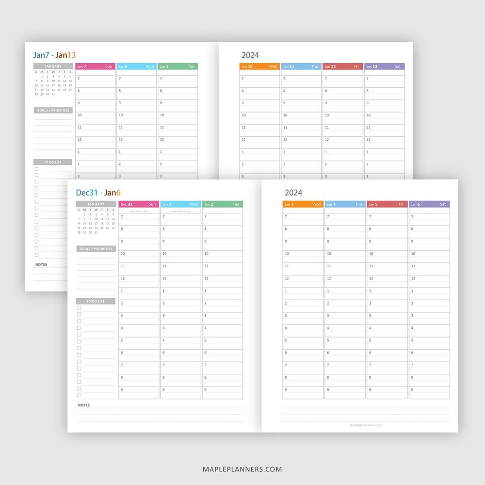 2024 Vertical Weekly Planner Printable 7x9 Weekly Agenda