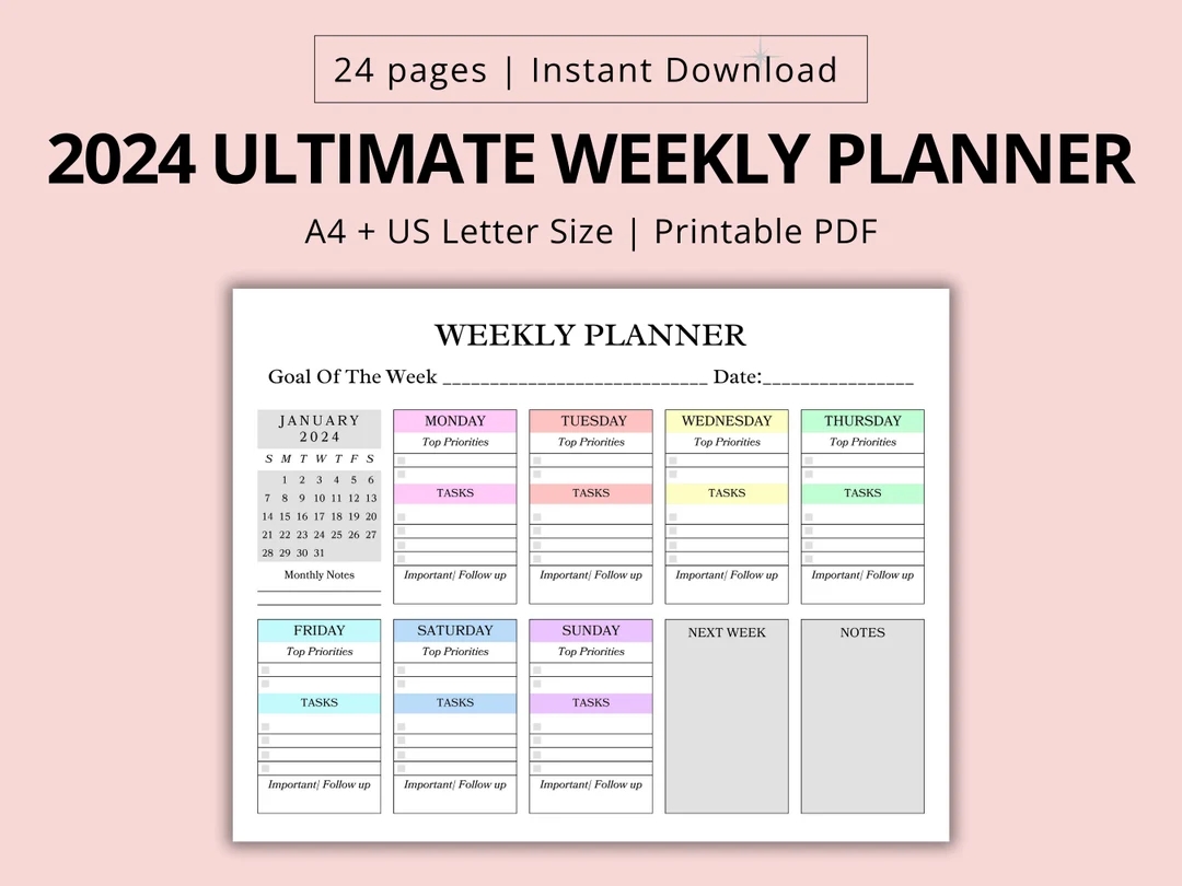 Free Weekly Planner Printable 2024