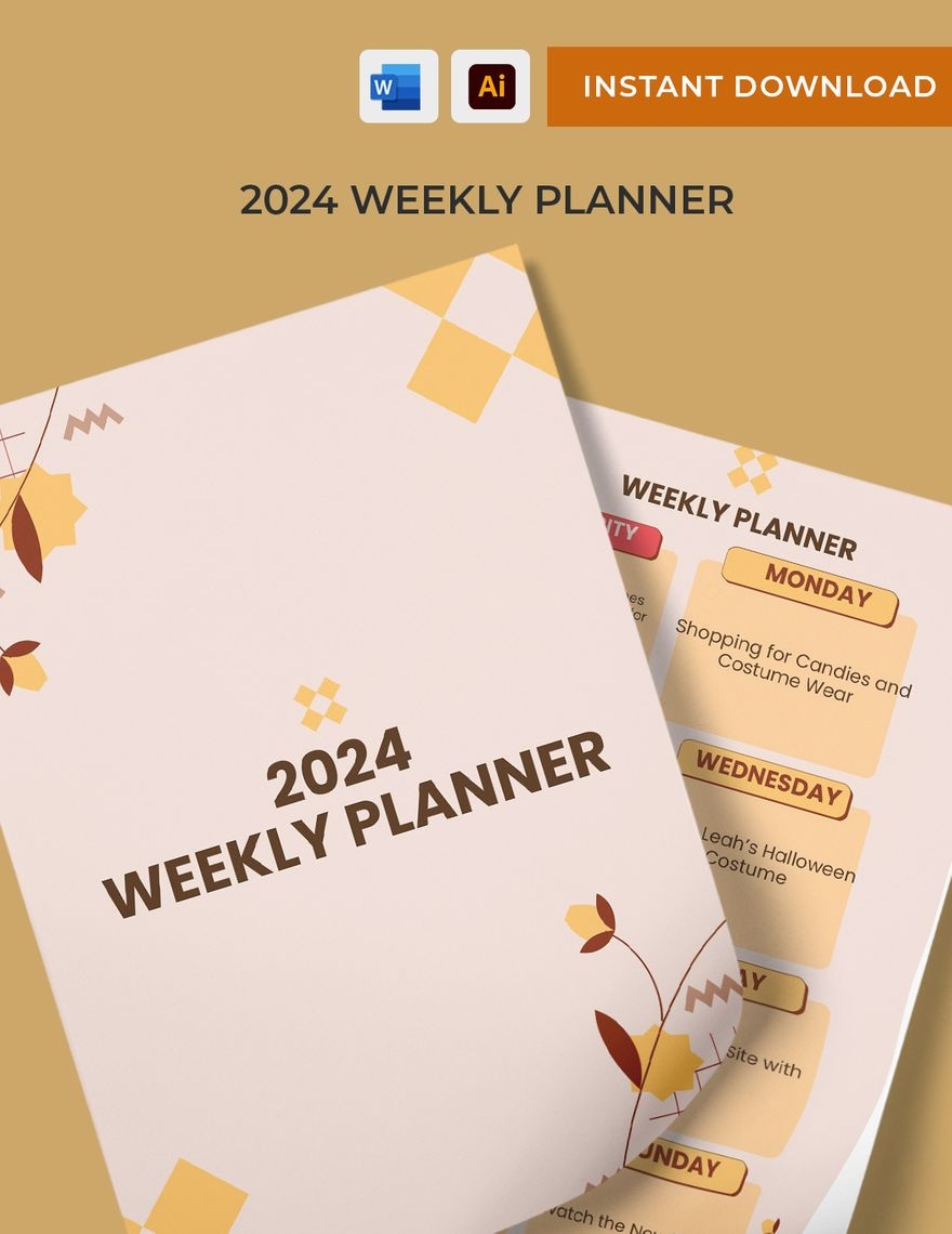 2024 Weekly Planner Template In Illustrator Word PDF Download Template 