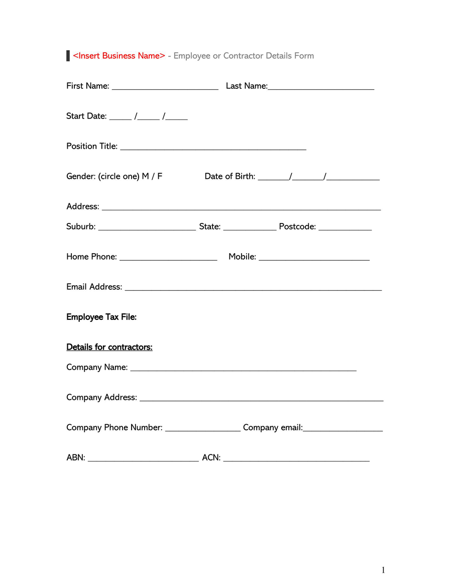 Free Printable Employment Application Forms