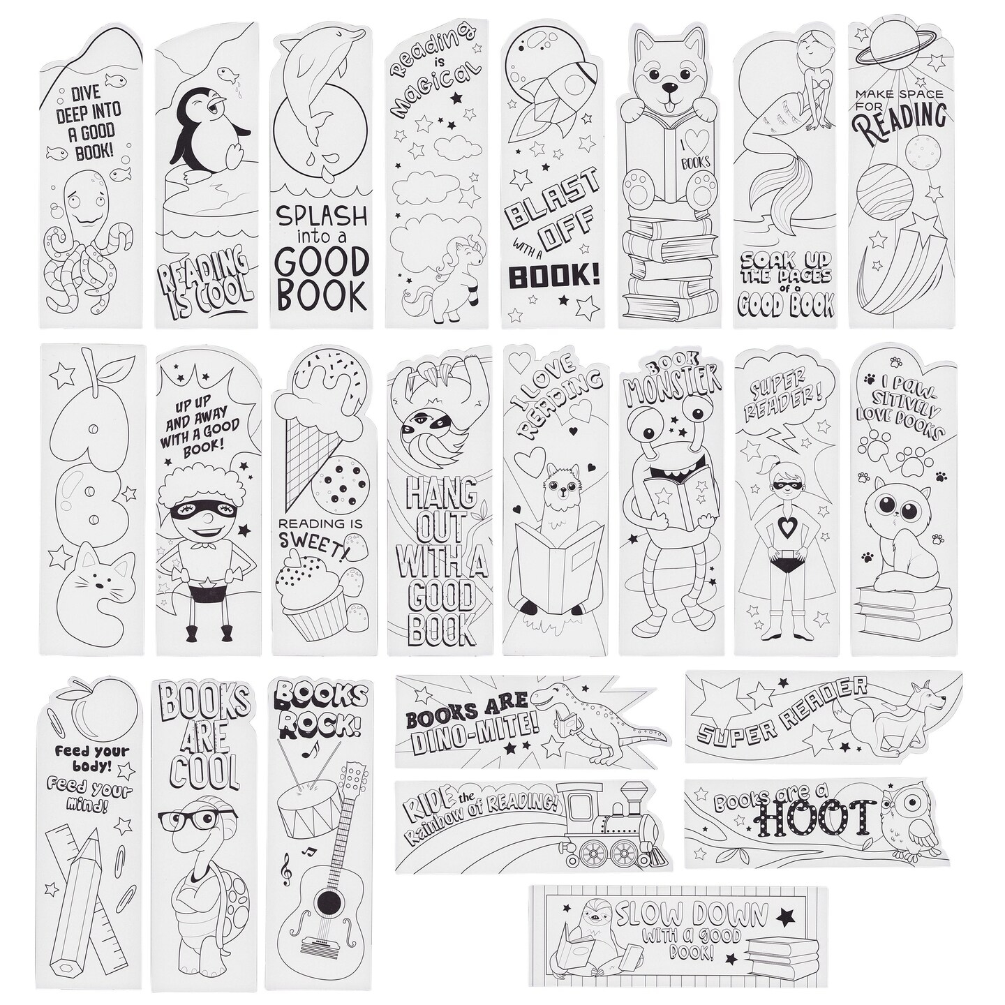 24 Pack Color Your Own Bookmarks For Kids Students DIY Classroom Art 24 Book Worm Designs 2 X 6 In Michaels