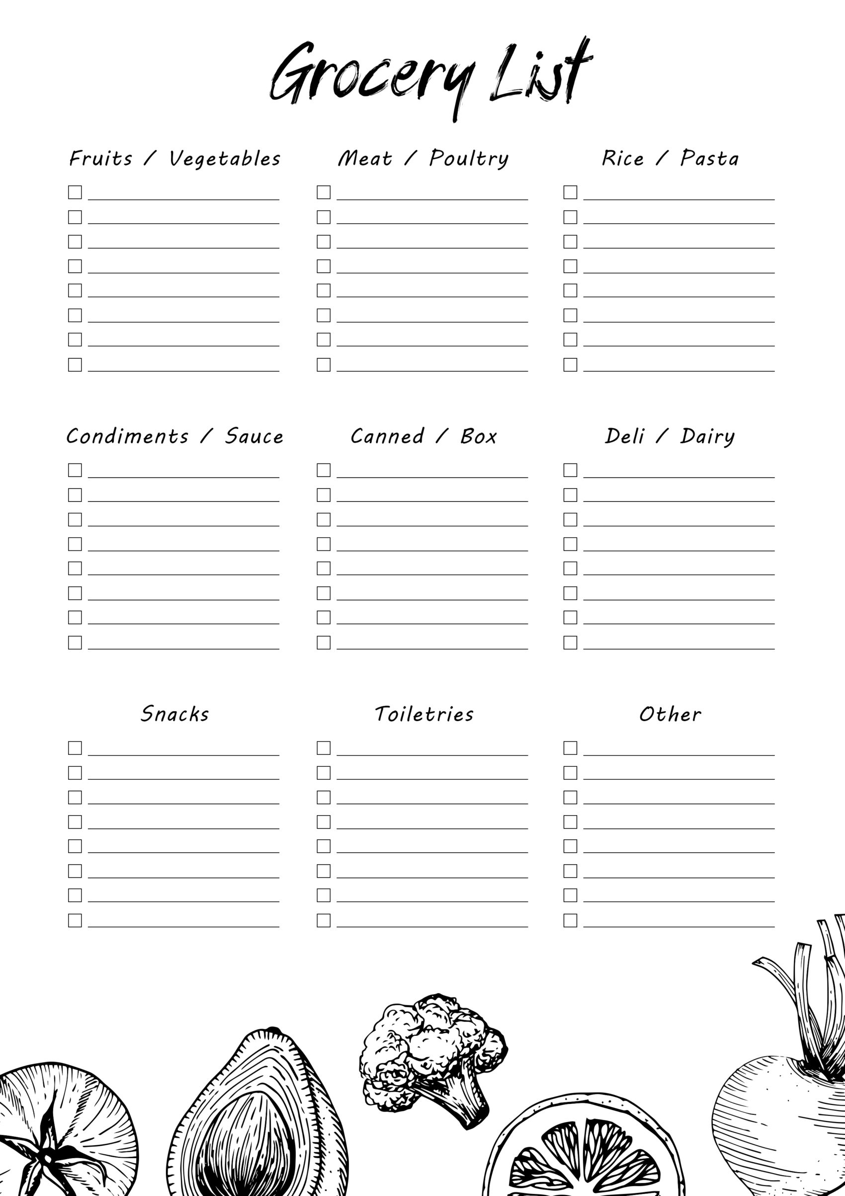 24 Printable Grocery List Templates Shopping Lists 