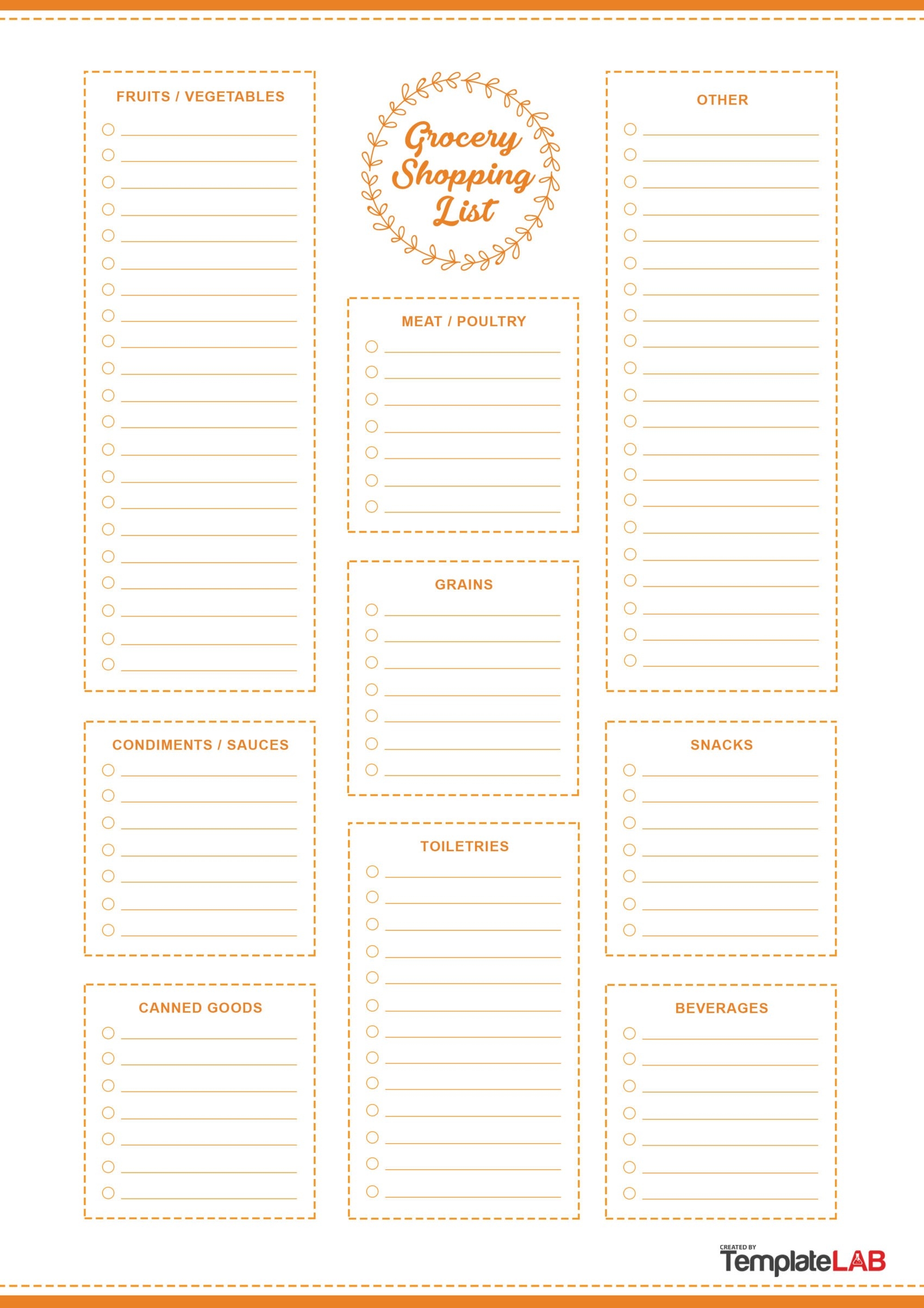 Printable Free Grocery Shopping List Template