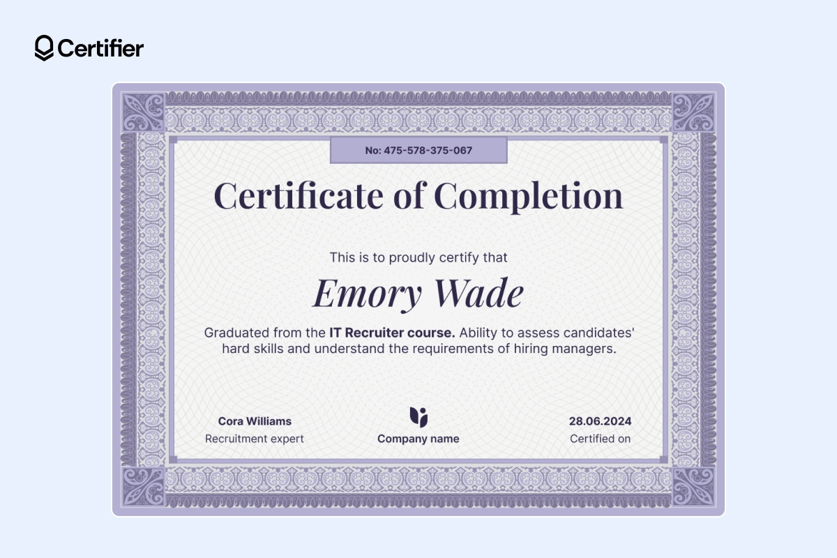 Free Printable Certificates Completion Pdf
