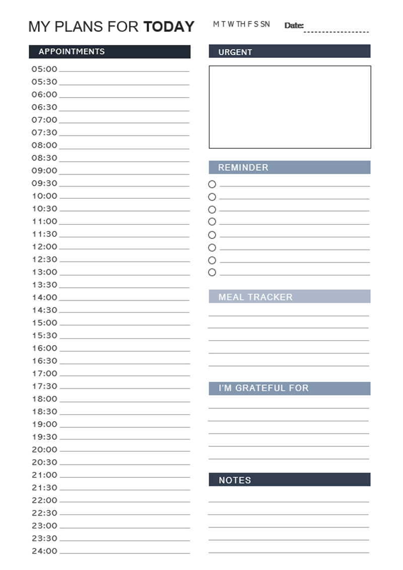 25 Free Printable Daily Planner Templates Word PDF