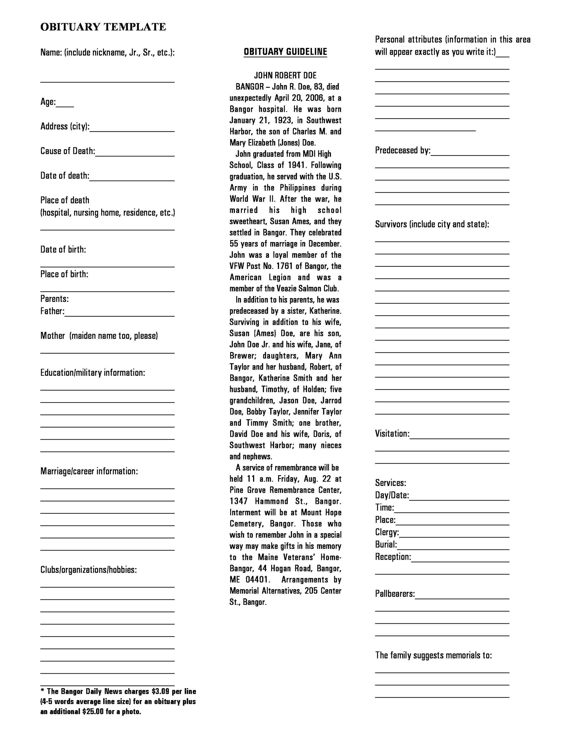 25 Obituary Templates And Samples TemplateLab