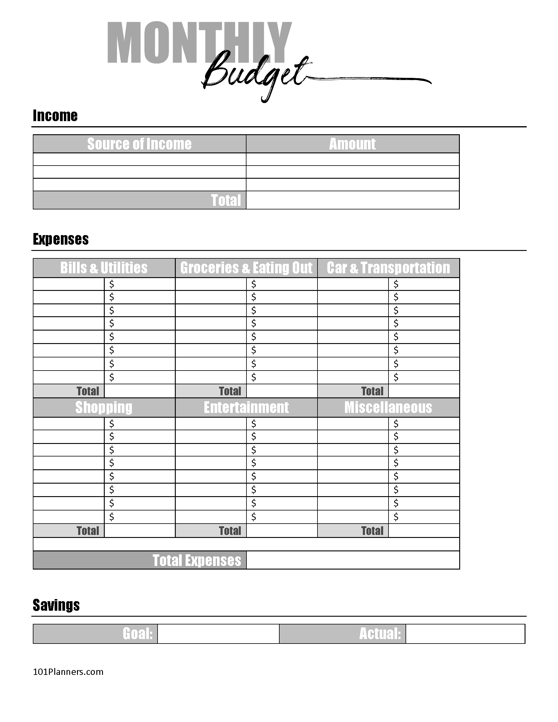 Free Printable Budget Sheets 2024