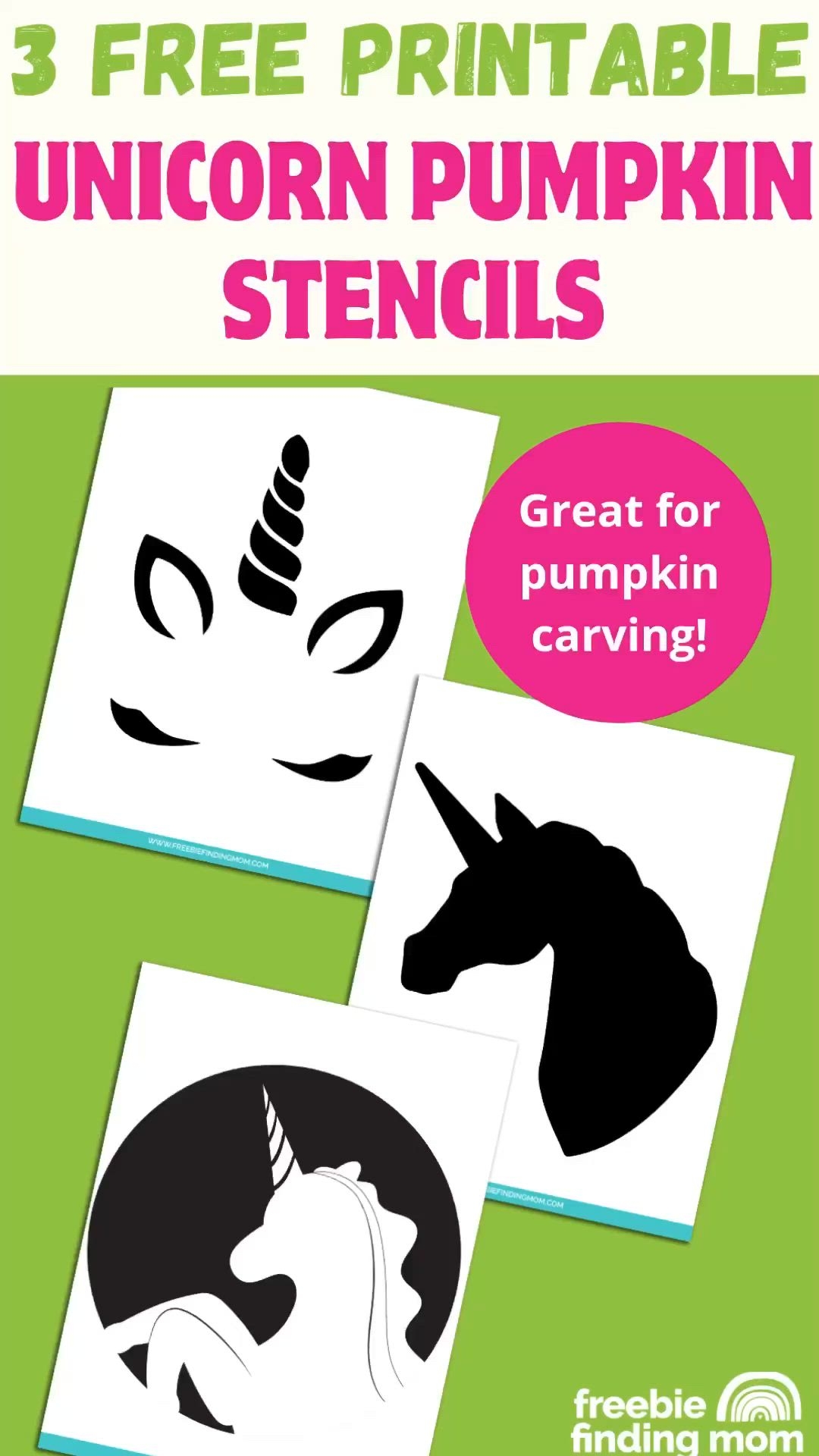 3 Free Printable Unicorn Pumpkin Stencils For Carving