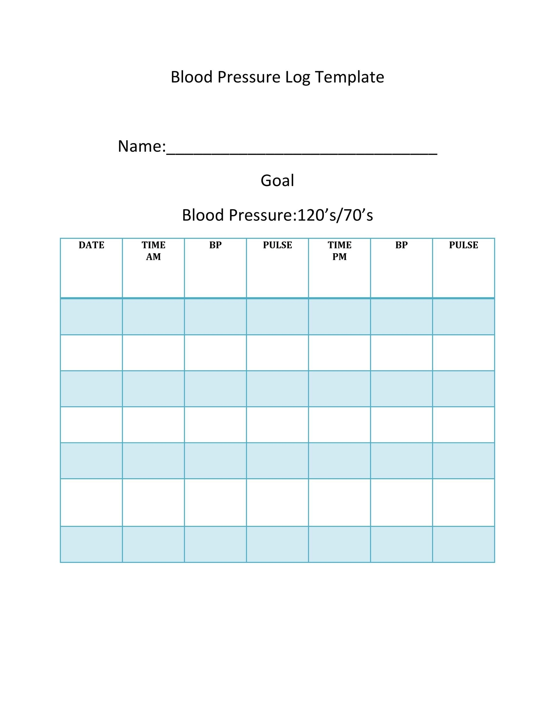 30 printable blood pressure log templates templatelab