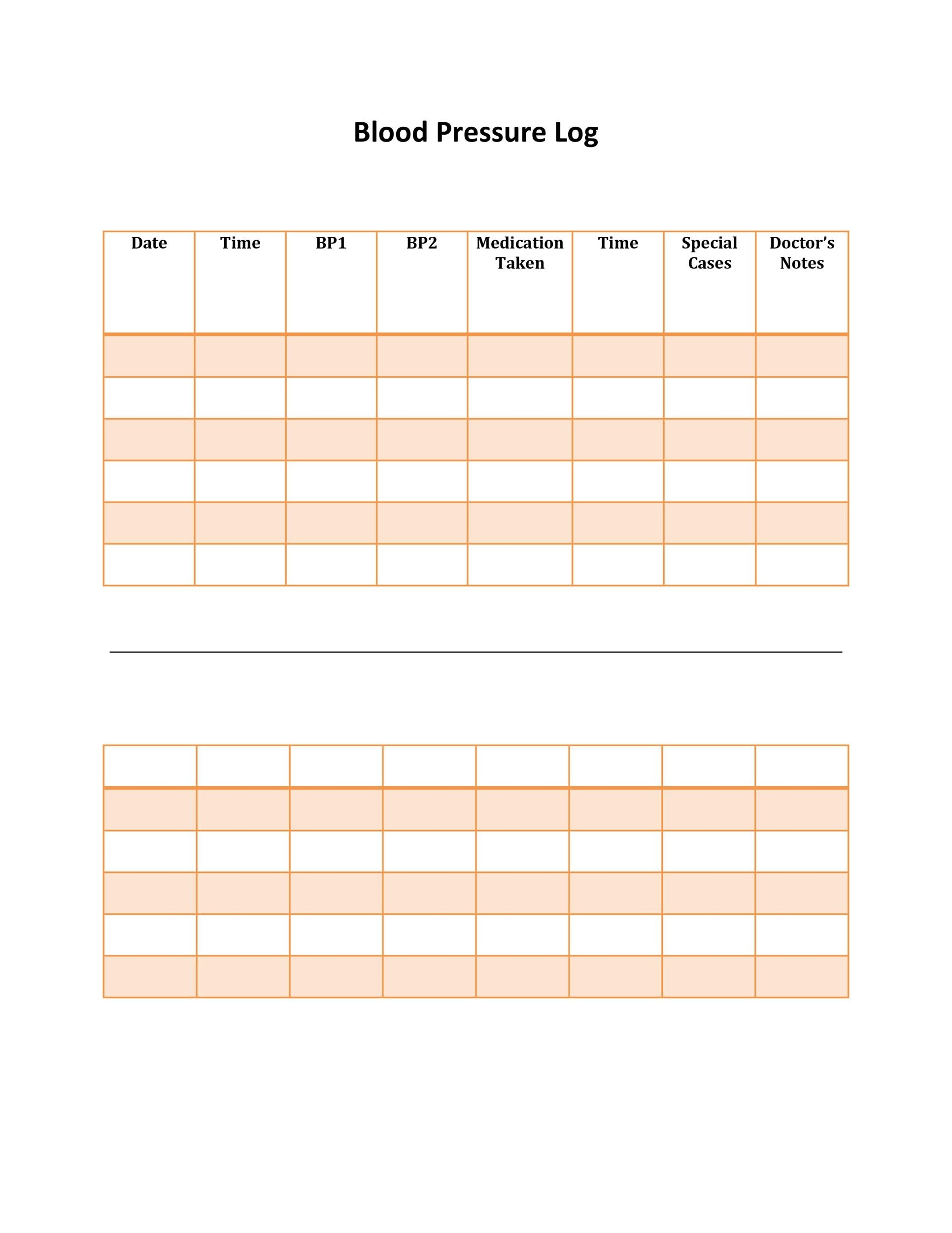 Free Blood Pressure Log Printable Free Pdf
