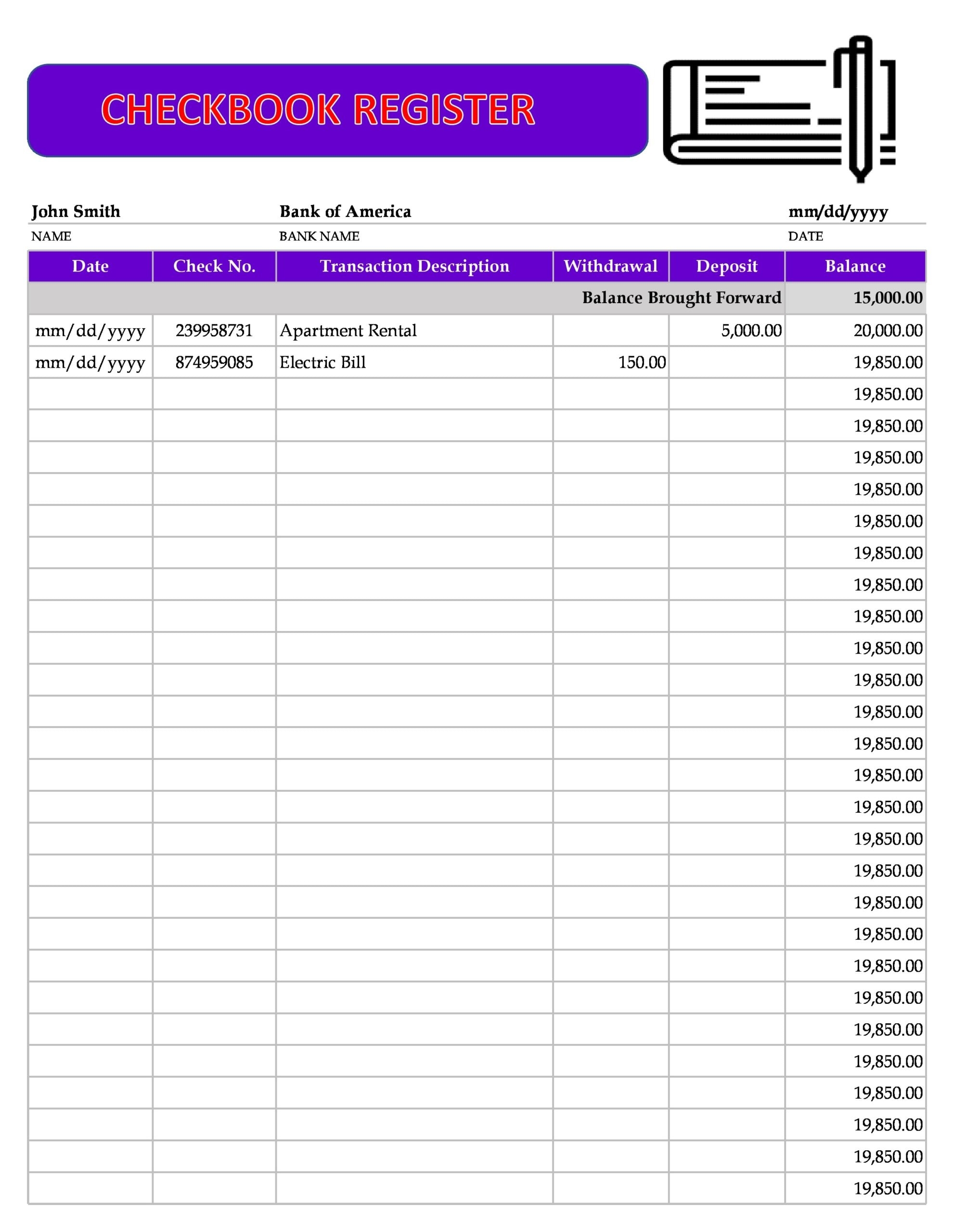 30 Printable Check Register Templates Excel TemplateArchive