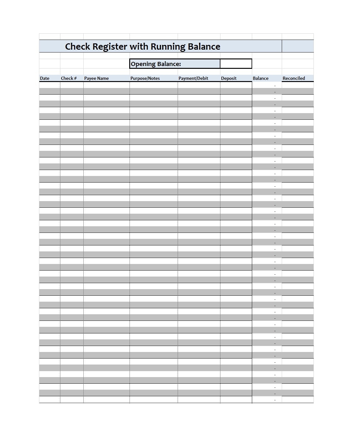 Free Printable Check Registers Pdf
