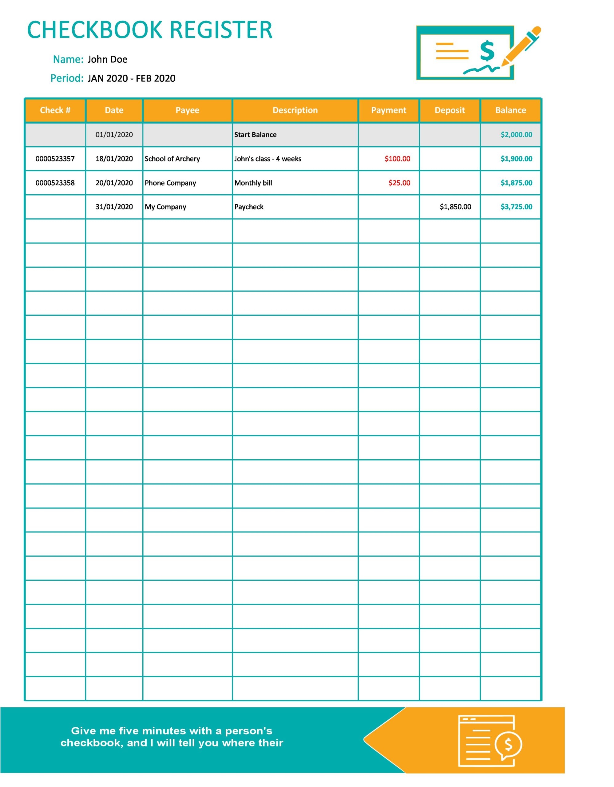 30 printable check register templates excel templatearchive
