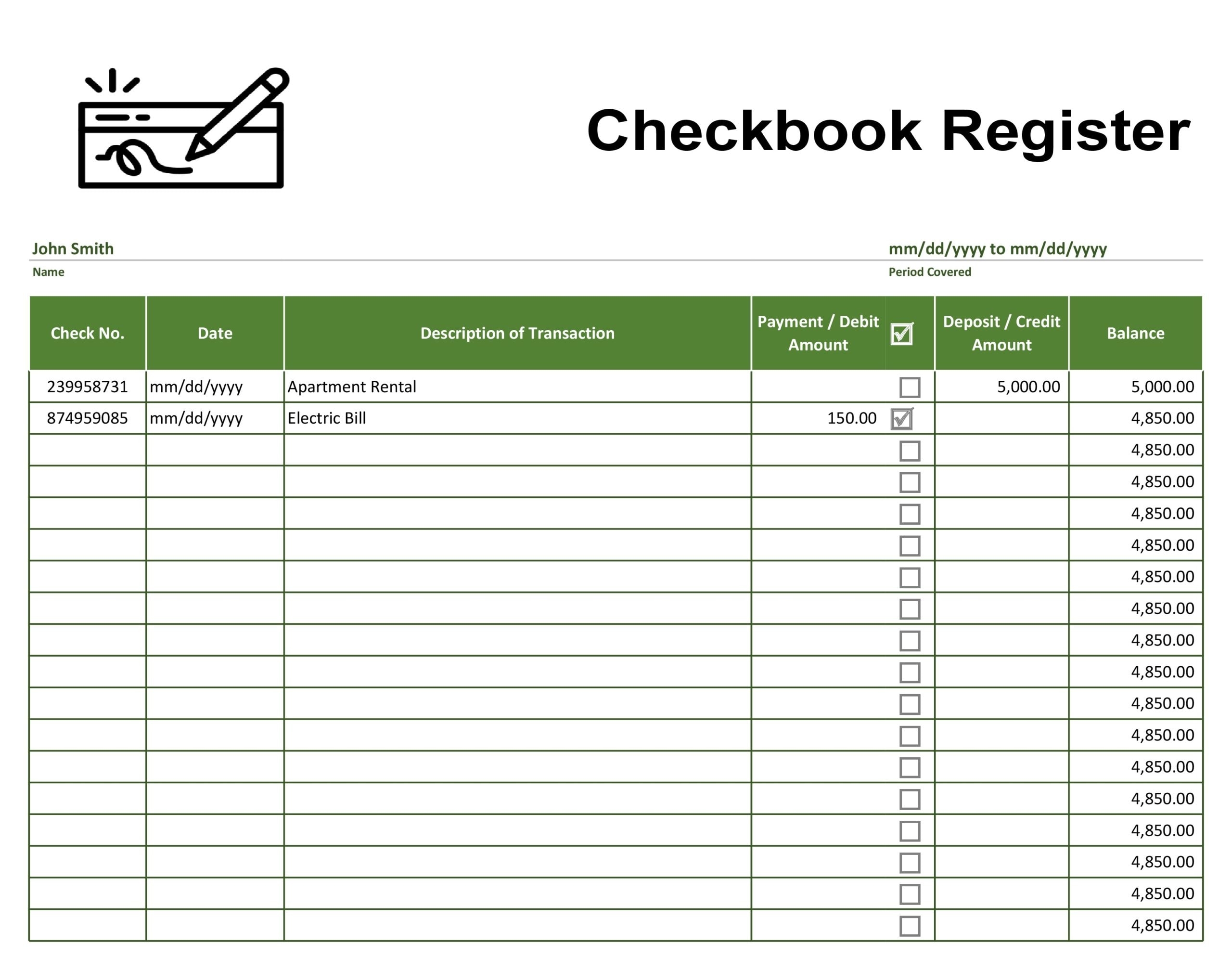 Free Printable Check Registers