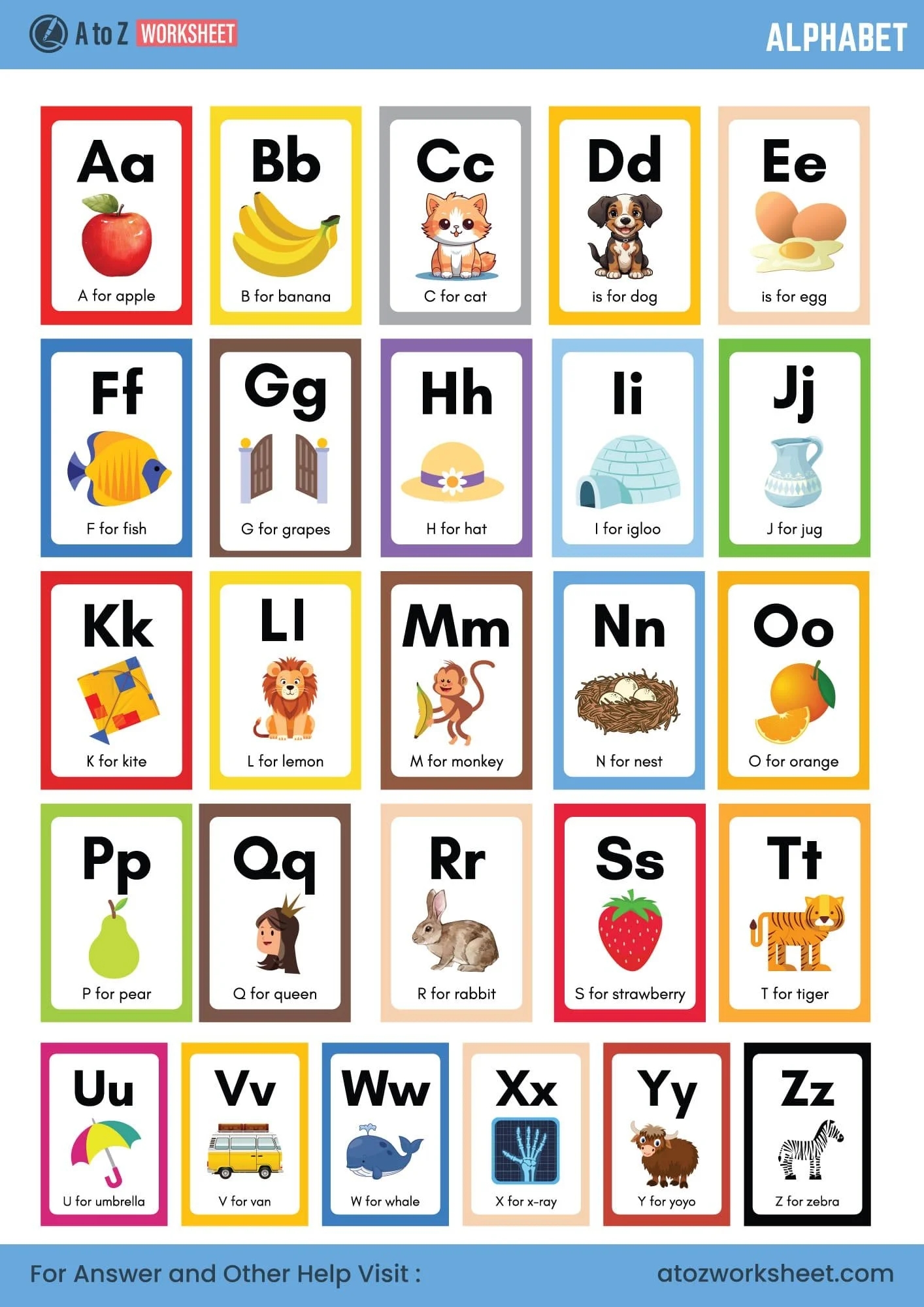 31 A To Z Alphabet Worksheets PDF Free Tracing U0026 Printable Set For Kids A To Z Worksheet