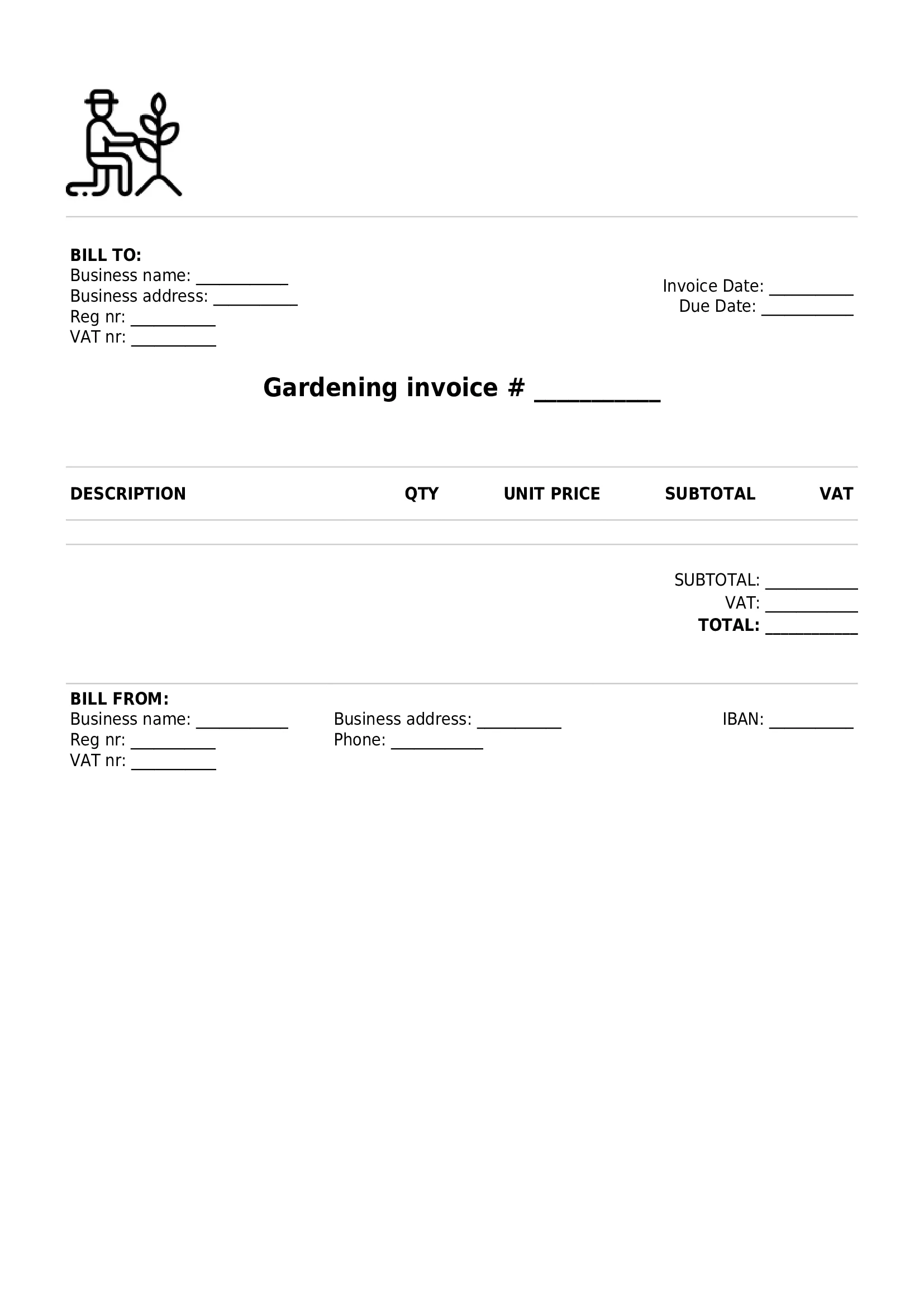 35 Free Gardening Invoice Templates UK Word Excel PDF Google Docs Sheets
