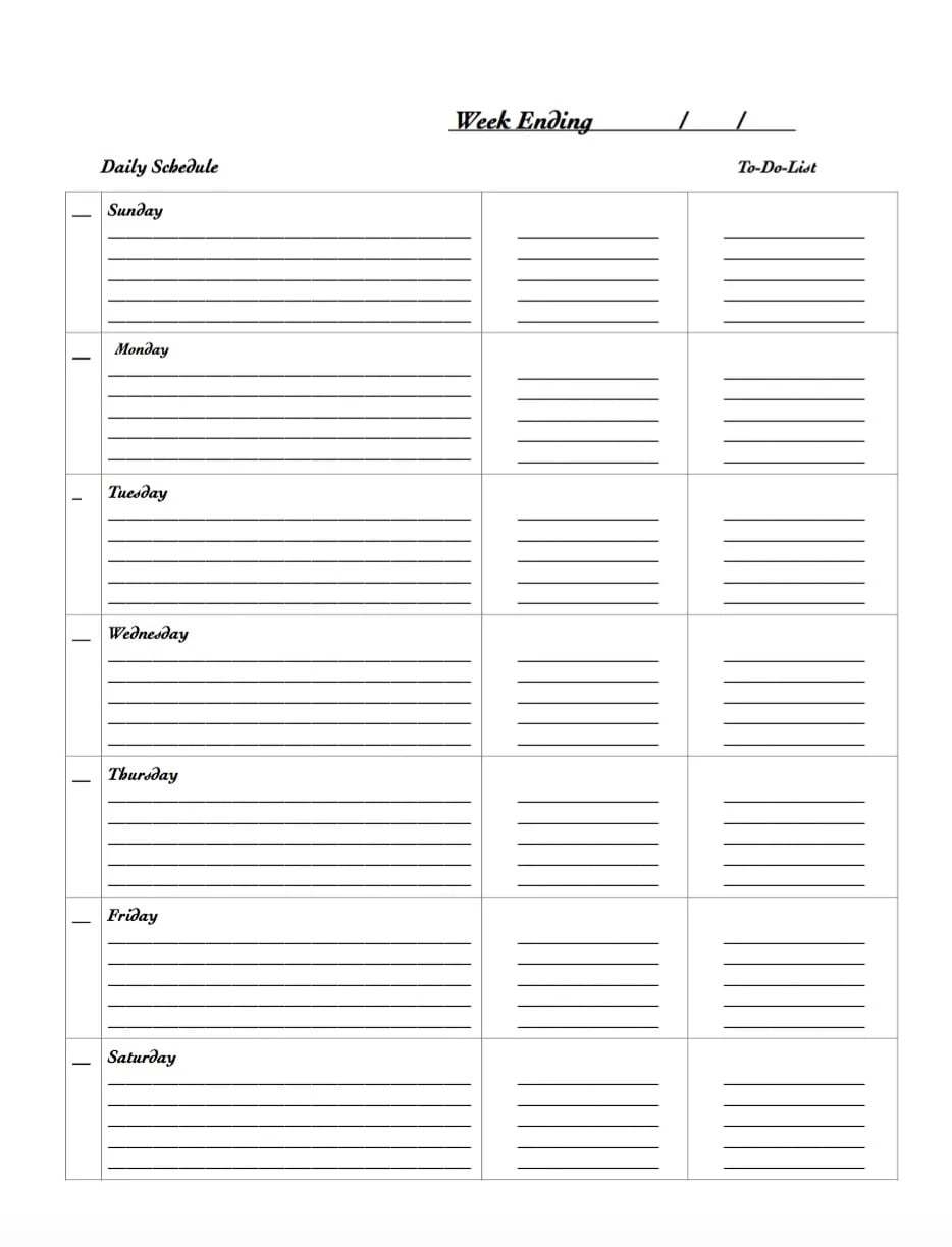Weekly Planner Printable Free Download