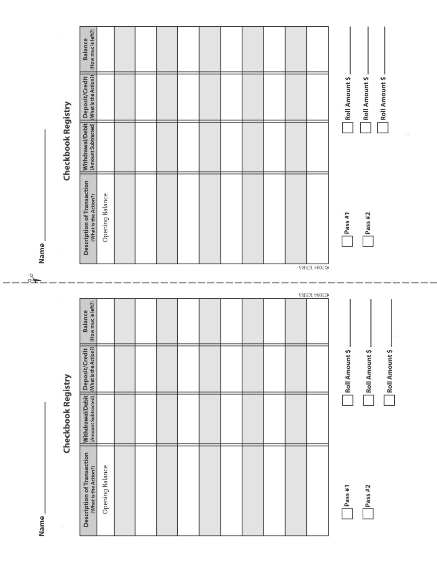 Free Printable Checkbook Register Word
