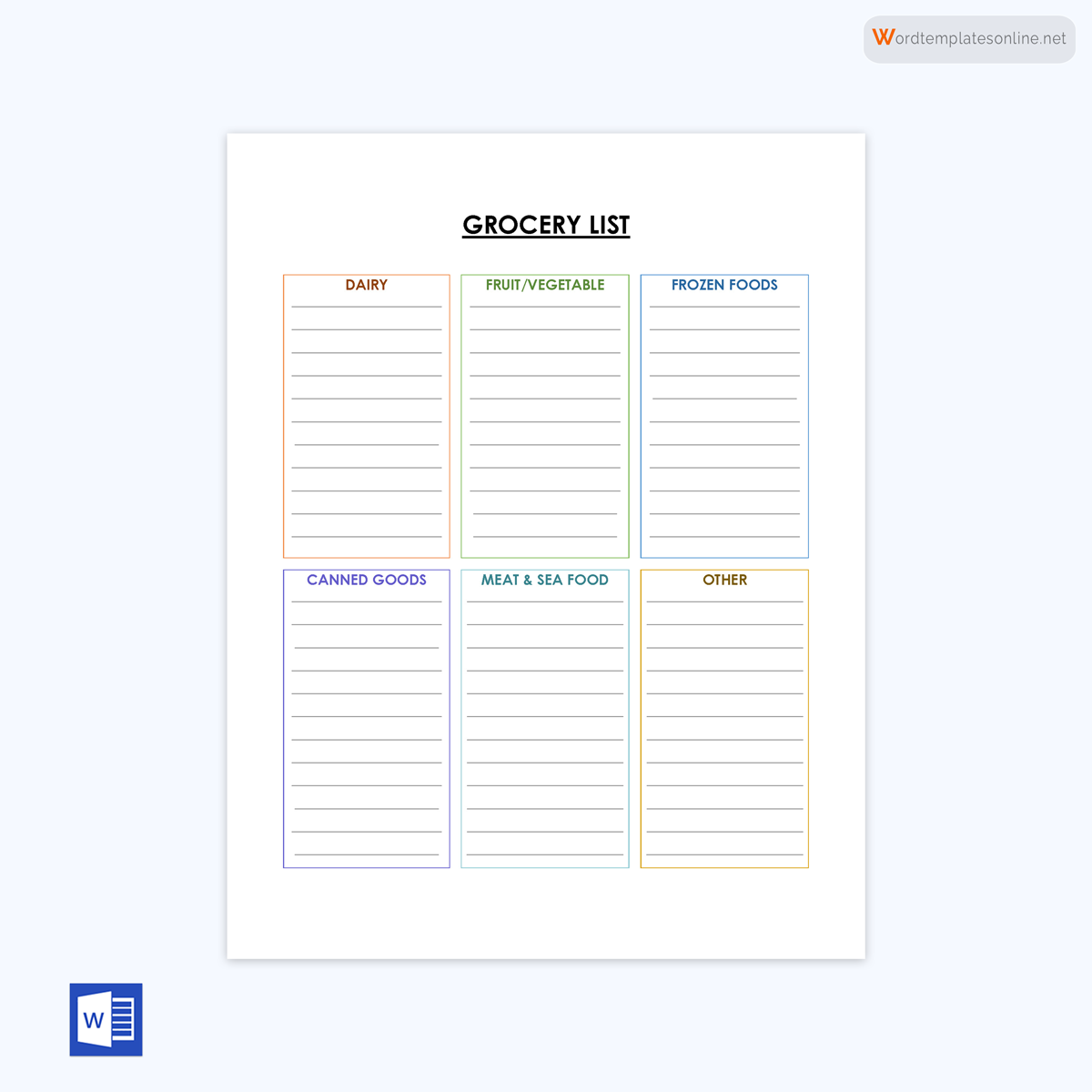 Shopping List Template Free Printable Word