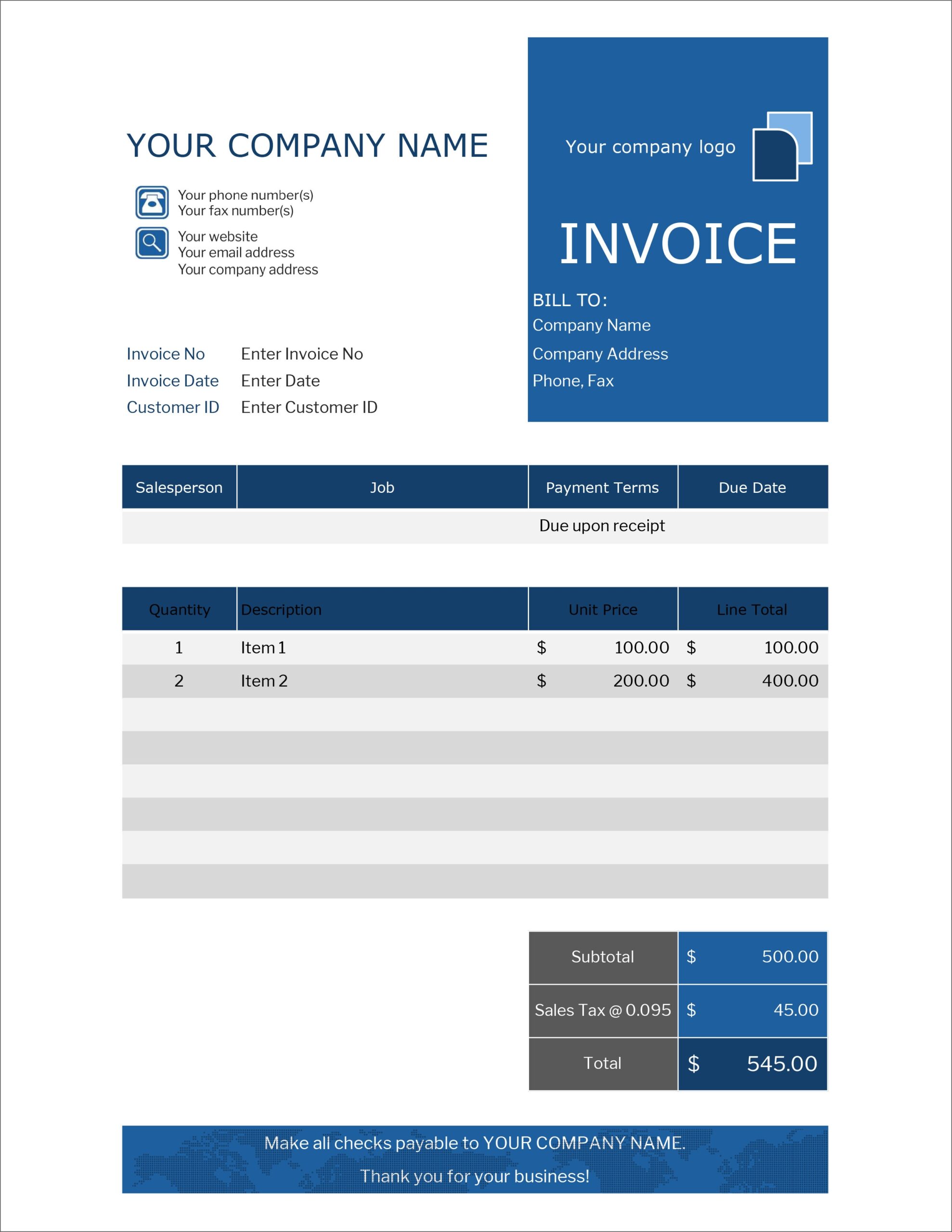 40 Free Invoice Templates In Microsoft Excel And DOCX Formats