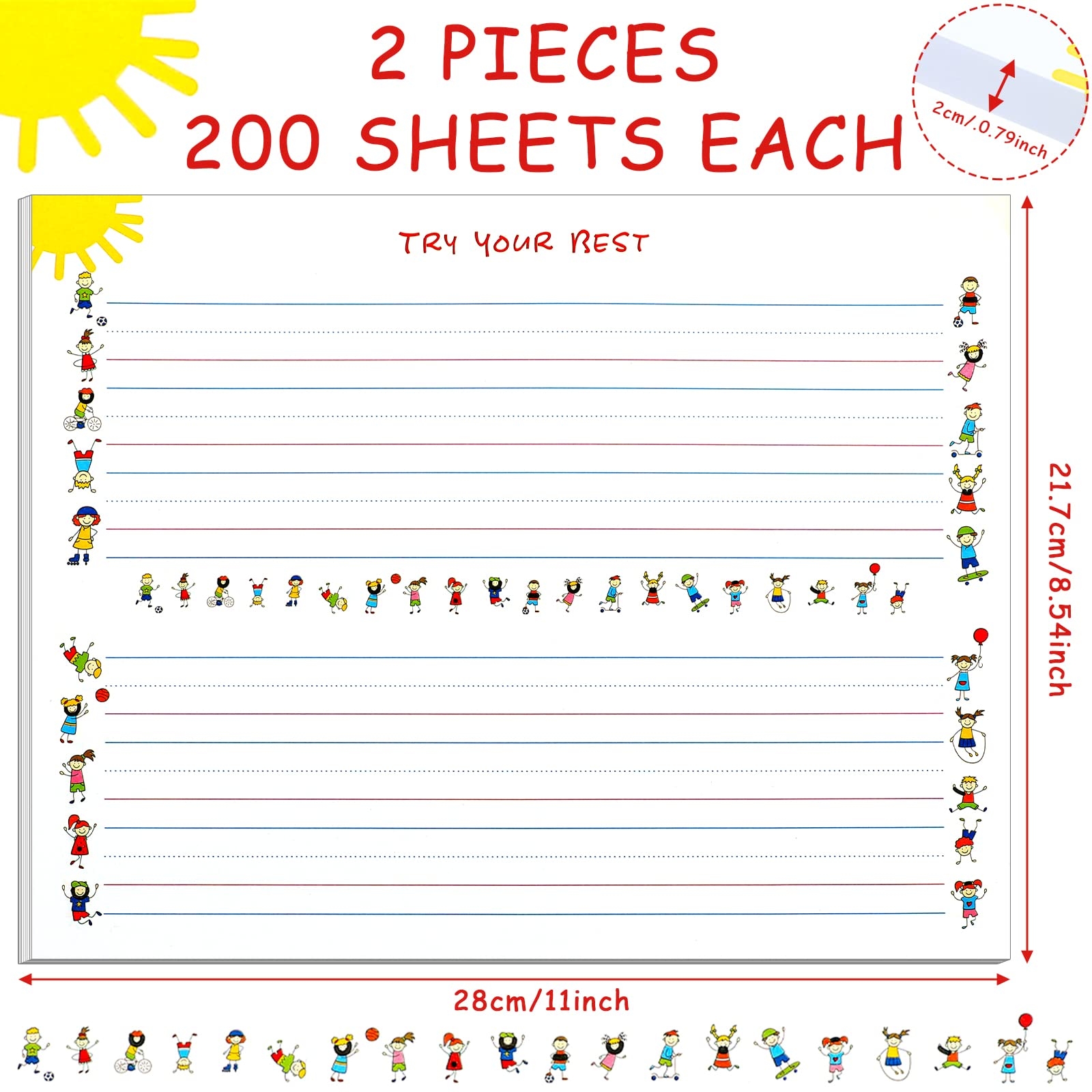 400 Sheets Kindergarten Writing Paper With Lines Kids Handwriting Practice Paper Preschool Handwriting Paper Lined Paper For Kindergarten Writing 8 7 X 11 Inches Amazon au Stationery U0026 Office Products