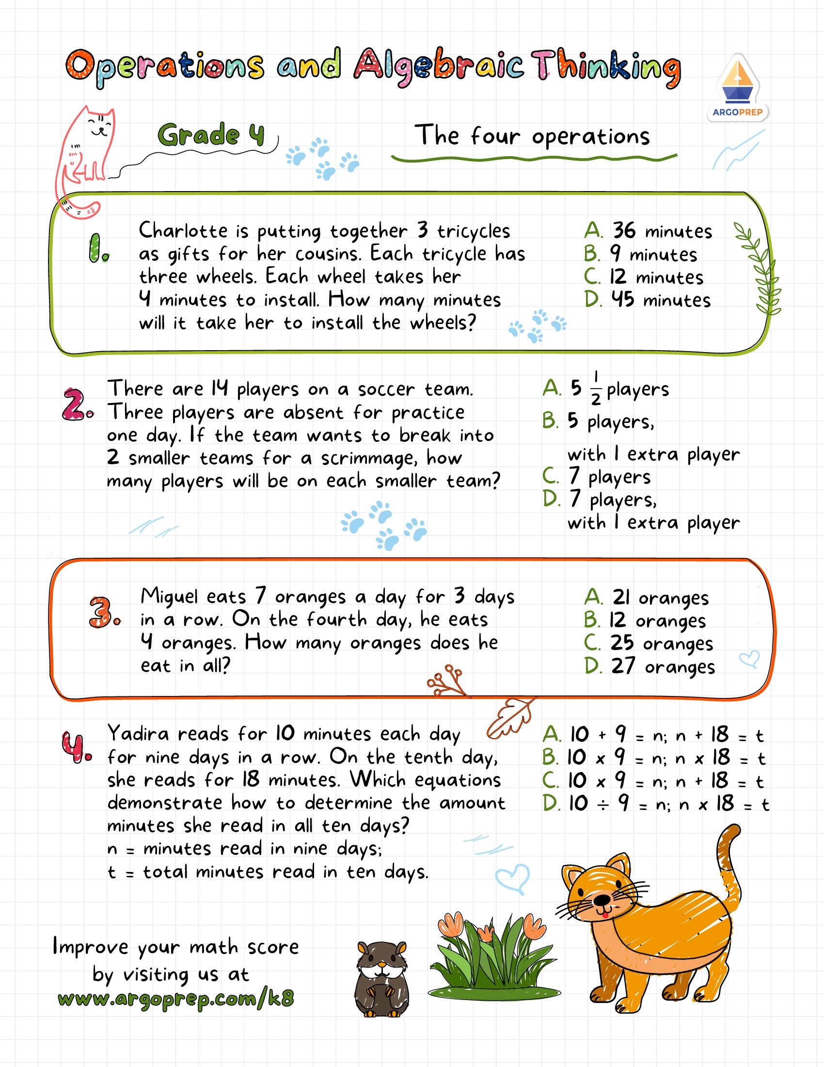 Free Printable Math Sheets For 4th Grade