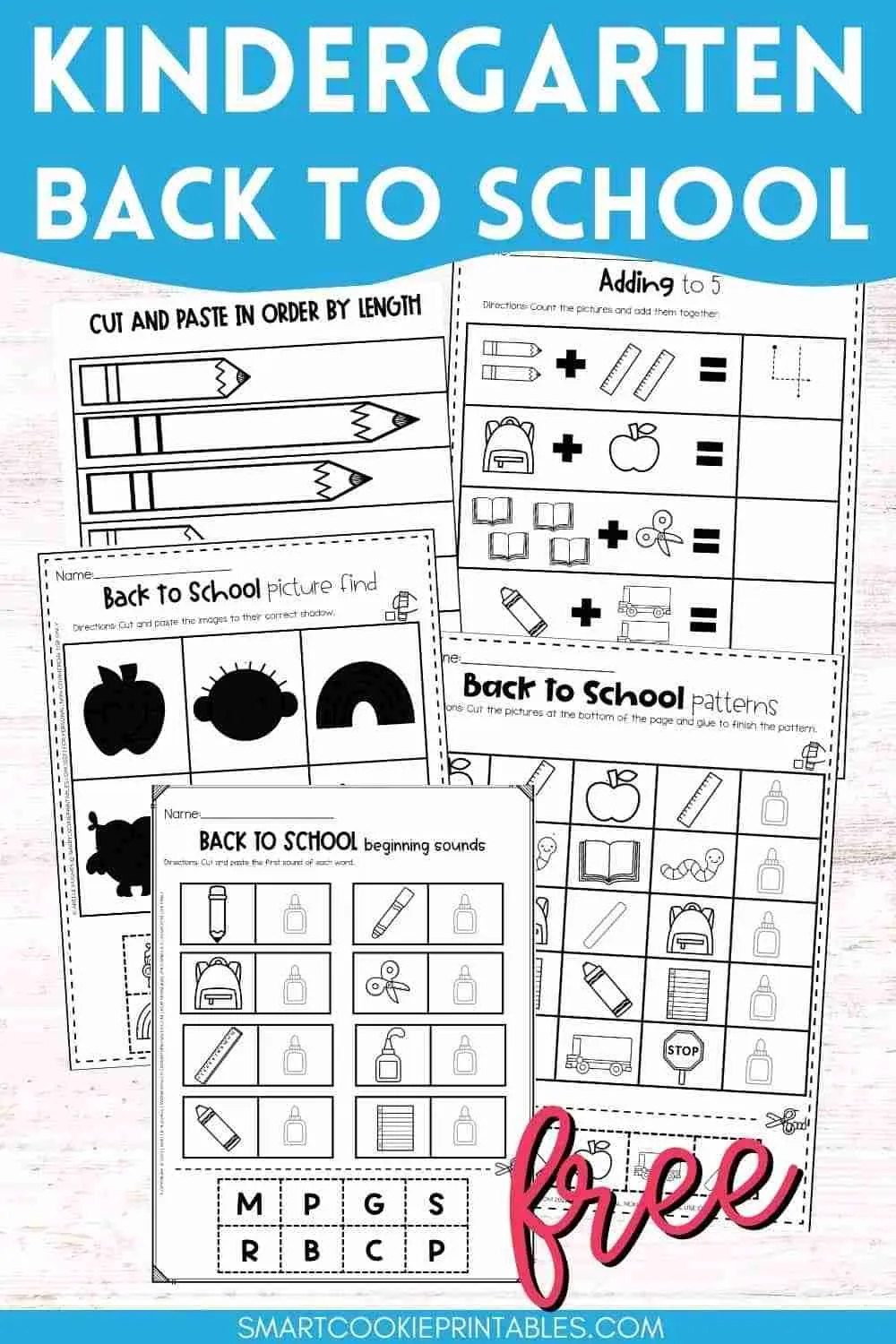 5 Free Back To School Worksheets For Kindergarten Smart Cookie Printables