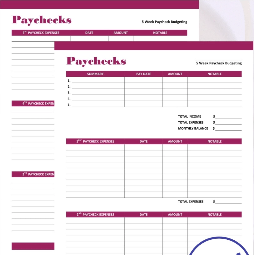Free Budget Printables Pdf