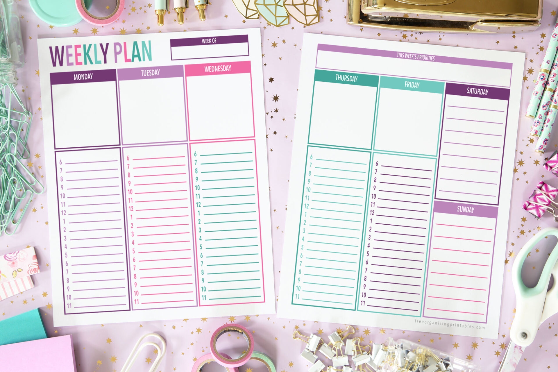 5 Free Printable Weekly Planner Templates