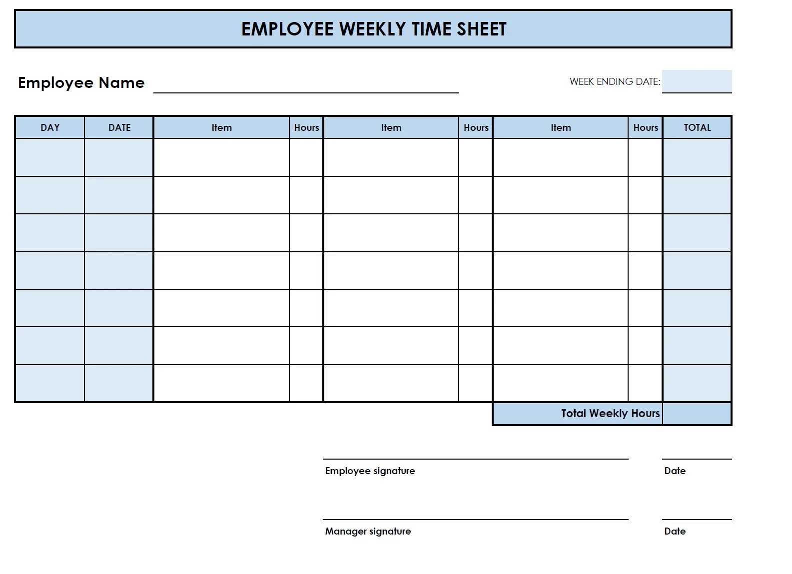 5 Printable PDF Weekly Timesheet Templates Printable Timesheet Time Card Time Tracker Work Log Timekeeping Sheet Etsy