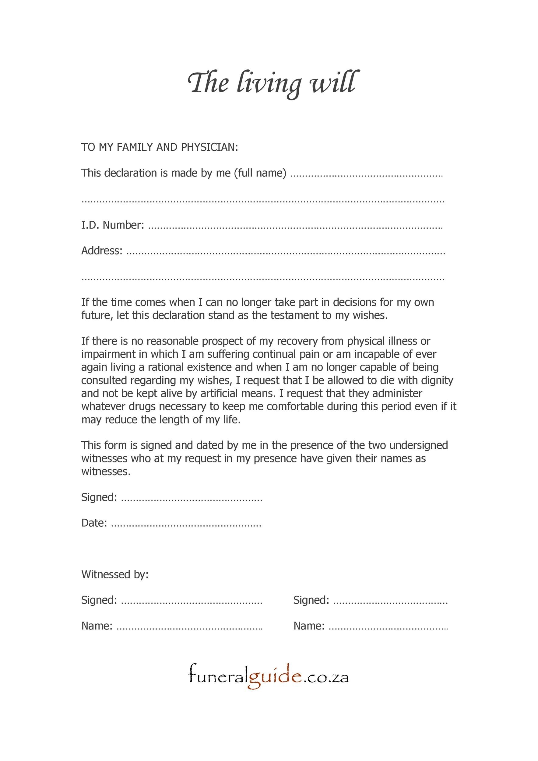 50 Free Living Will Templates U0026 Forms Word TemplateLab Worksheets Library