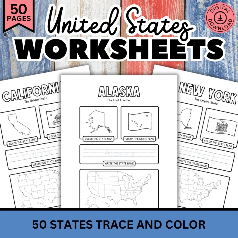 Free Printable United States Map Worksheets