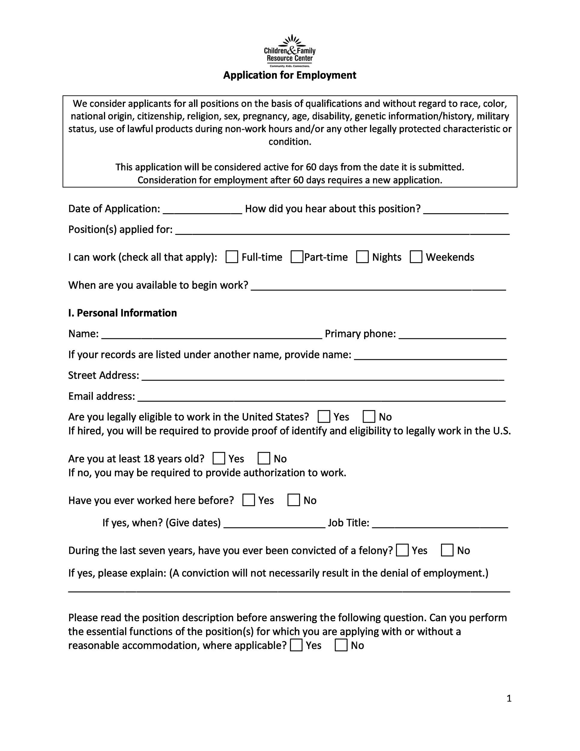 56 Free Employment Job Application Form Templates Printable TemplateLab