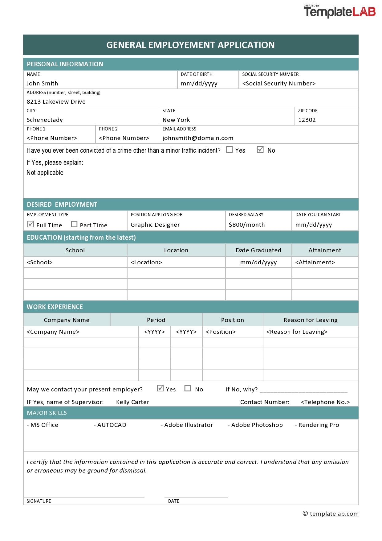 Free Printable Job Application Forms