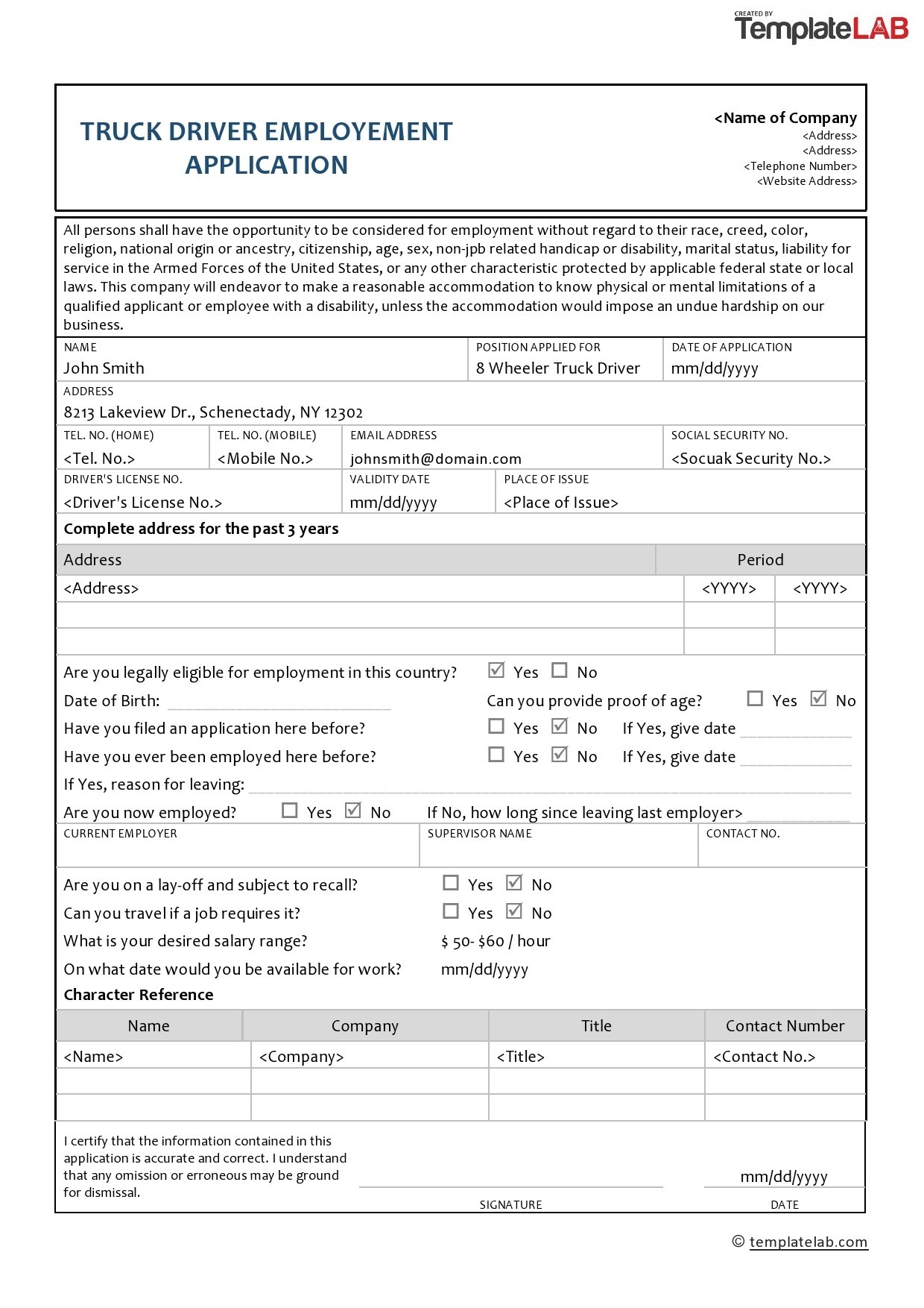 56 Free Employment Job Application Form Templates Printable TemplateLab