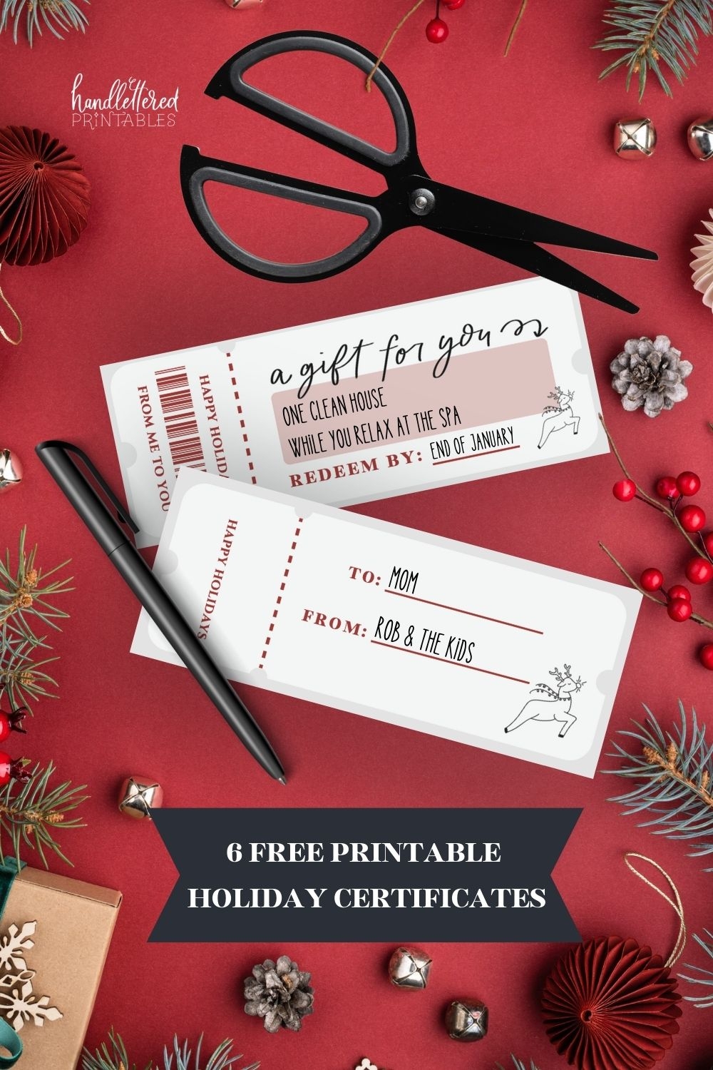 6 Free Printable Christmas Gift Certificate Templates Hand Lettered Printables
