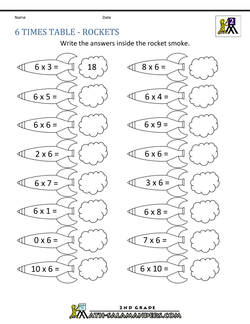 Free Printable Multiplication Worksheets 6s