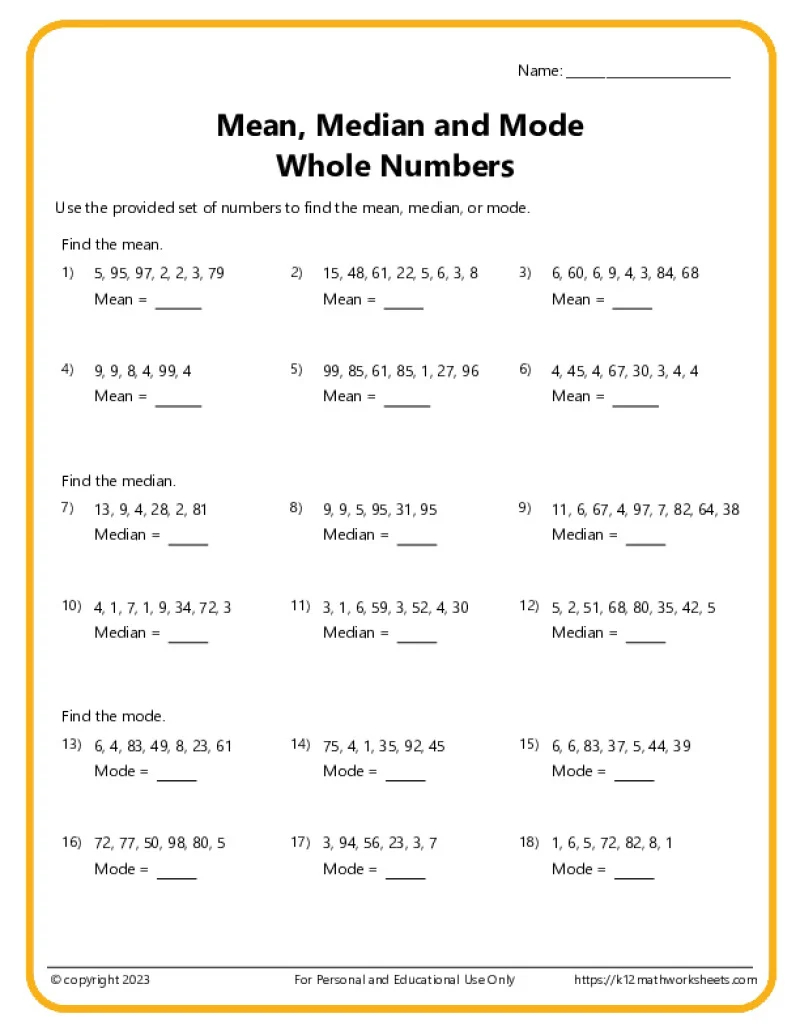 6th grade math worksheets