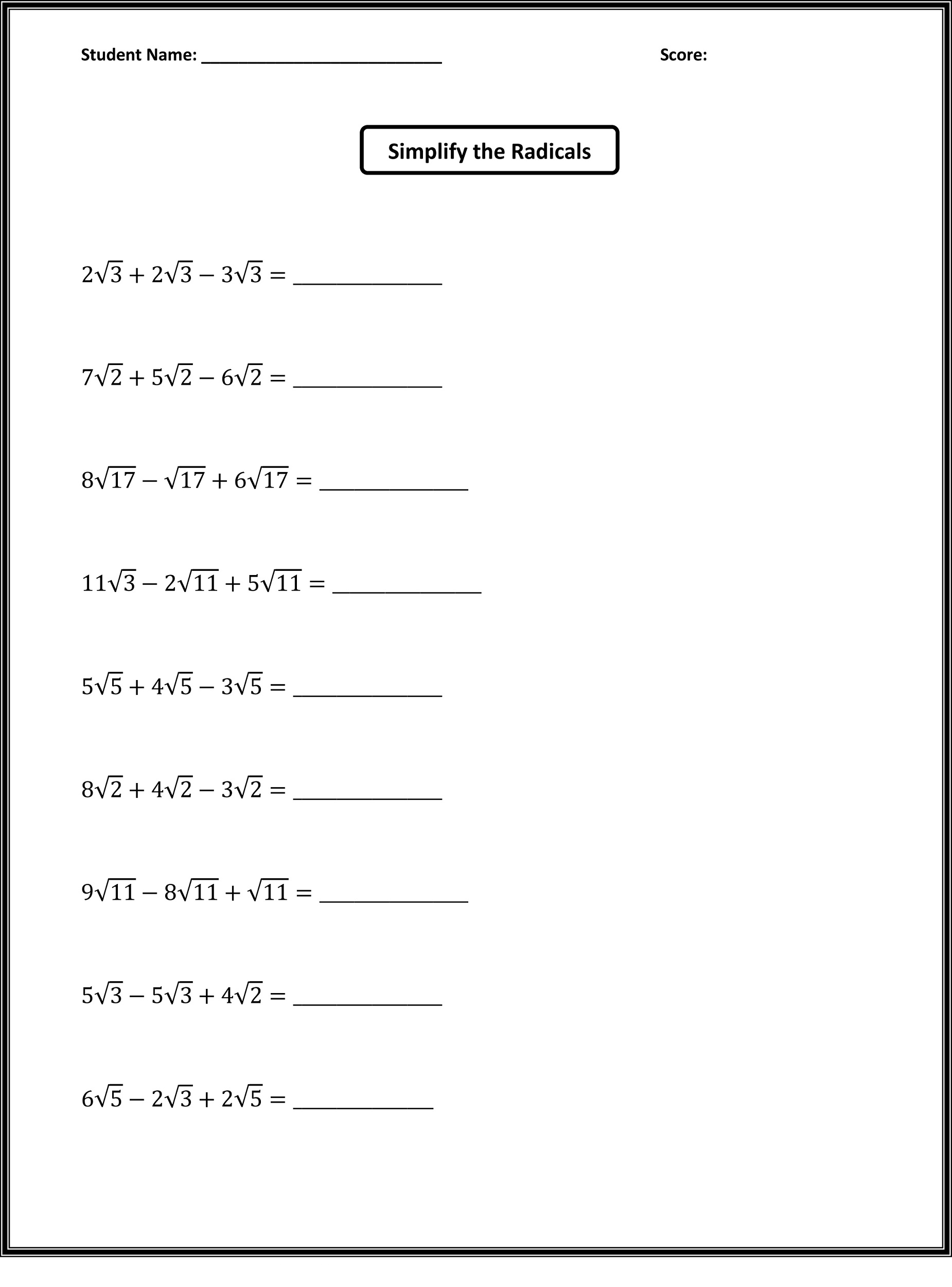 Free Math Printables For 6th Grade