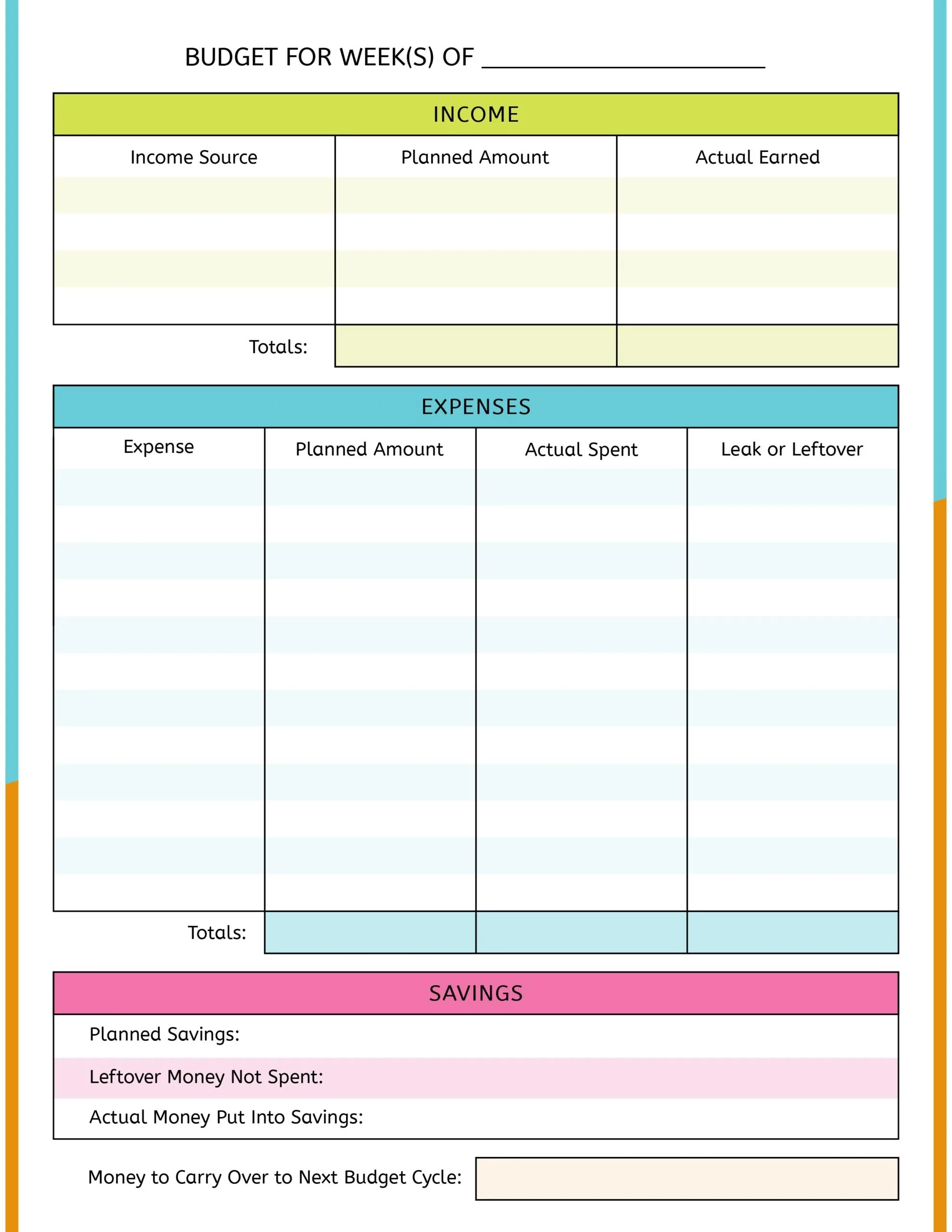 7 Free Teen Budget Worksheets Tools Start Your Teenager Budgeting 