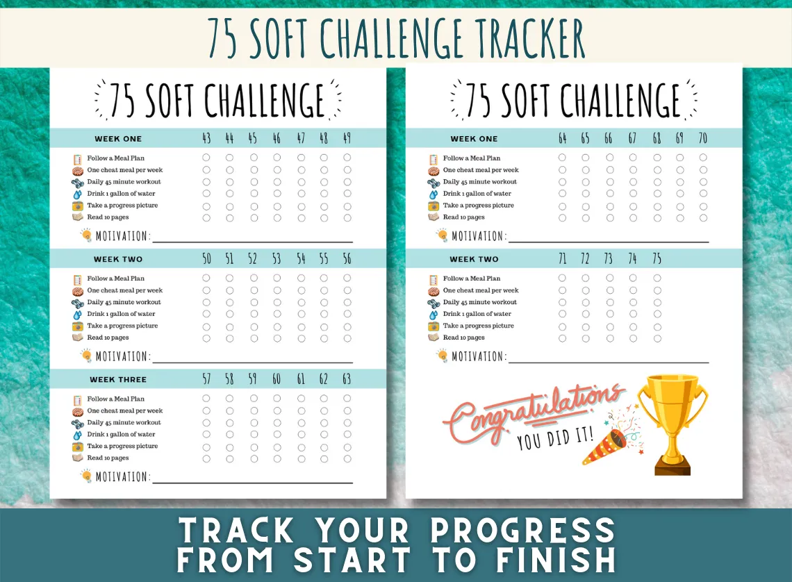 75 Soft Challenge Tracker Boutique Printables