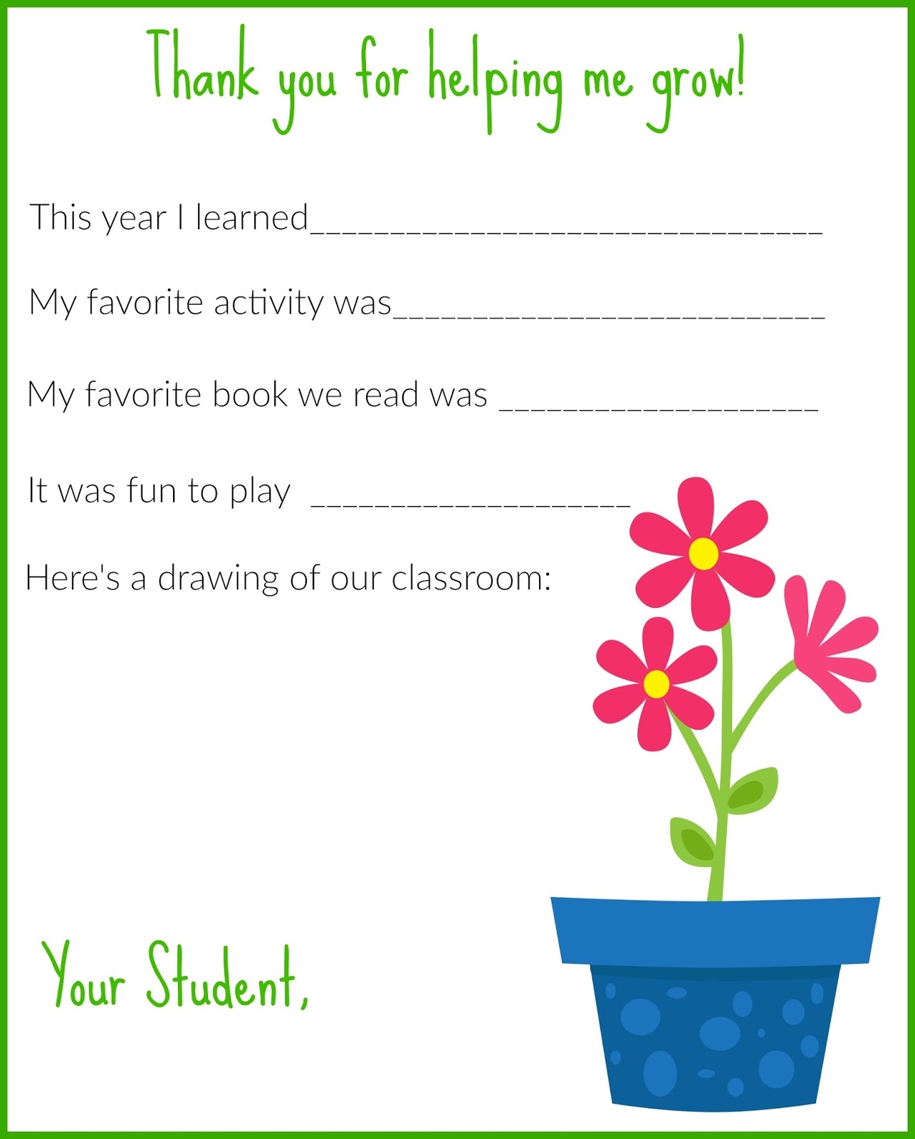 Free Printable Thank You Cards For Teachers