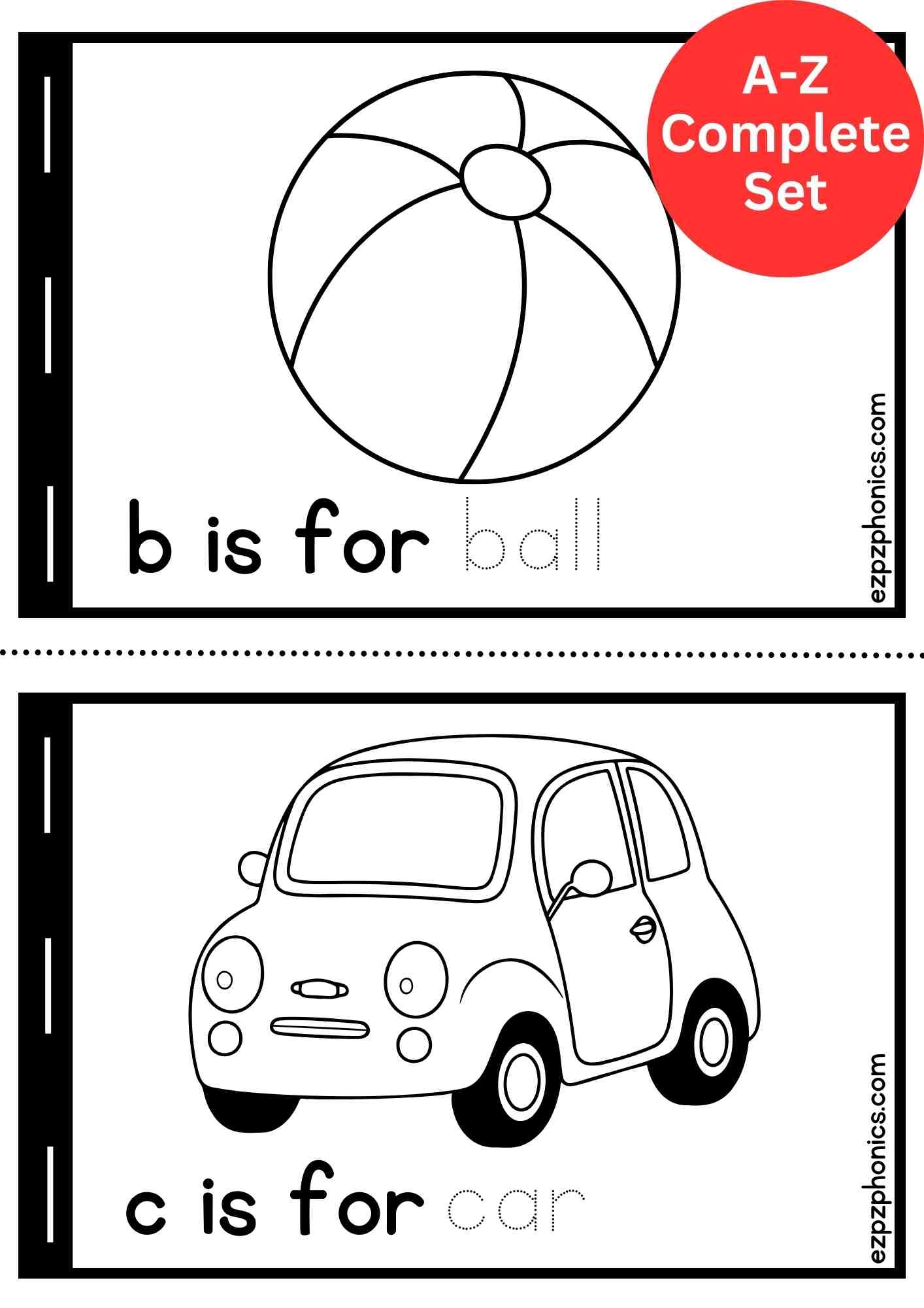 A To Z Coloring Book ABC Phonics Coloring Book For Kindergarten Kids Half Page Book Free Printable PDF Download Ezpzphonics
