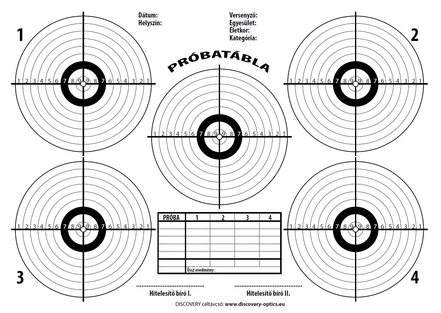 A4 Printable Targets free Download RIFLESCOPES Discovery Optics Europe